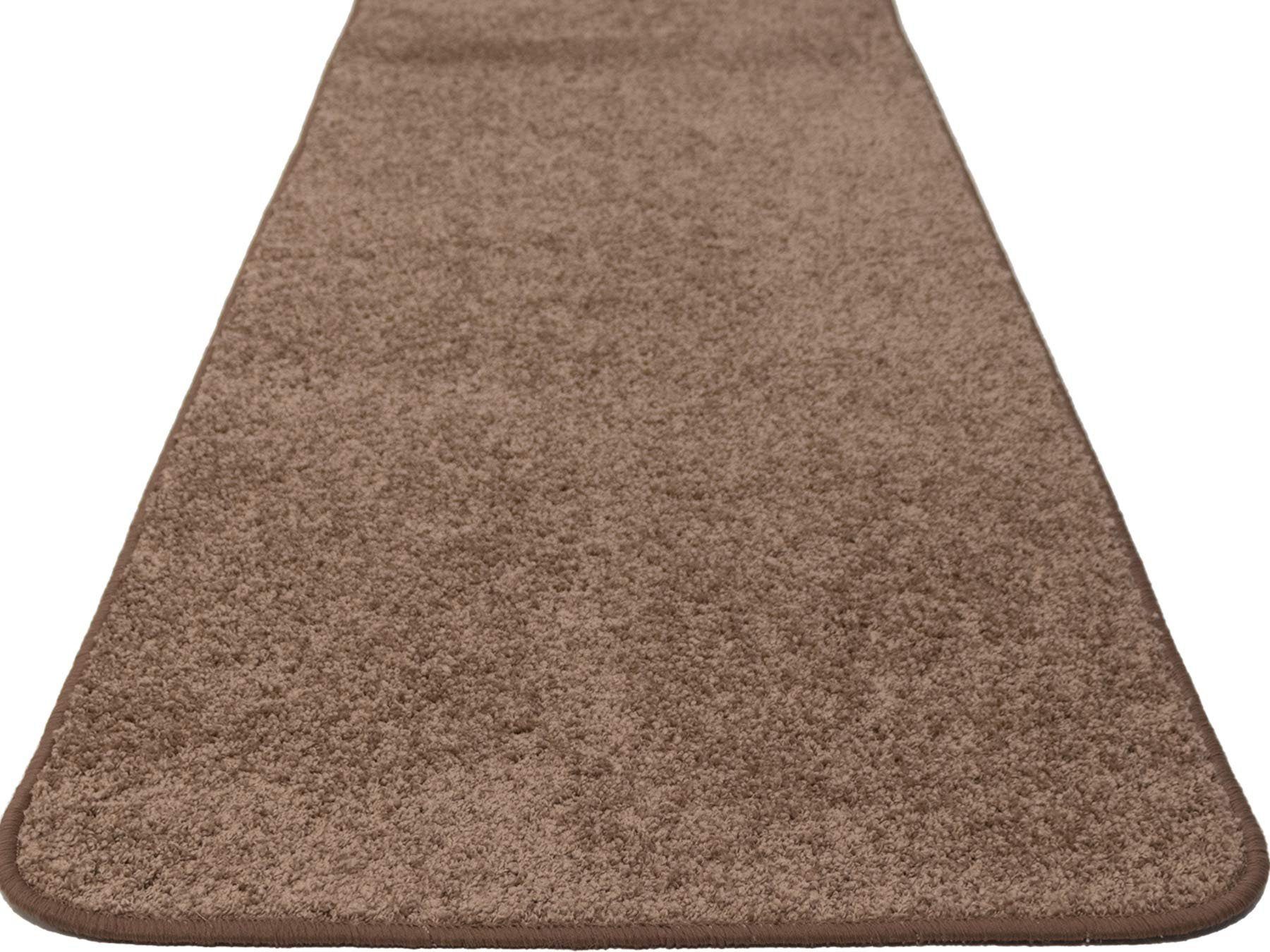 Primaflor-Ideen in Textil Loper Vloerkleed MUMBAI Tapijtloper, zachte korte pool, unikleuren lopers maat 80 cm x 300 cm x 13 mm bruin