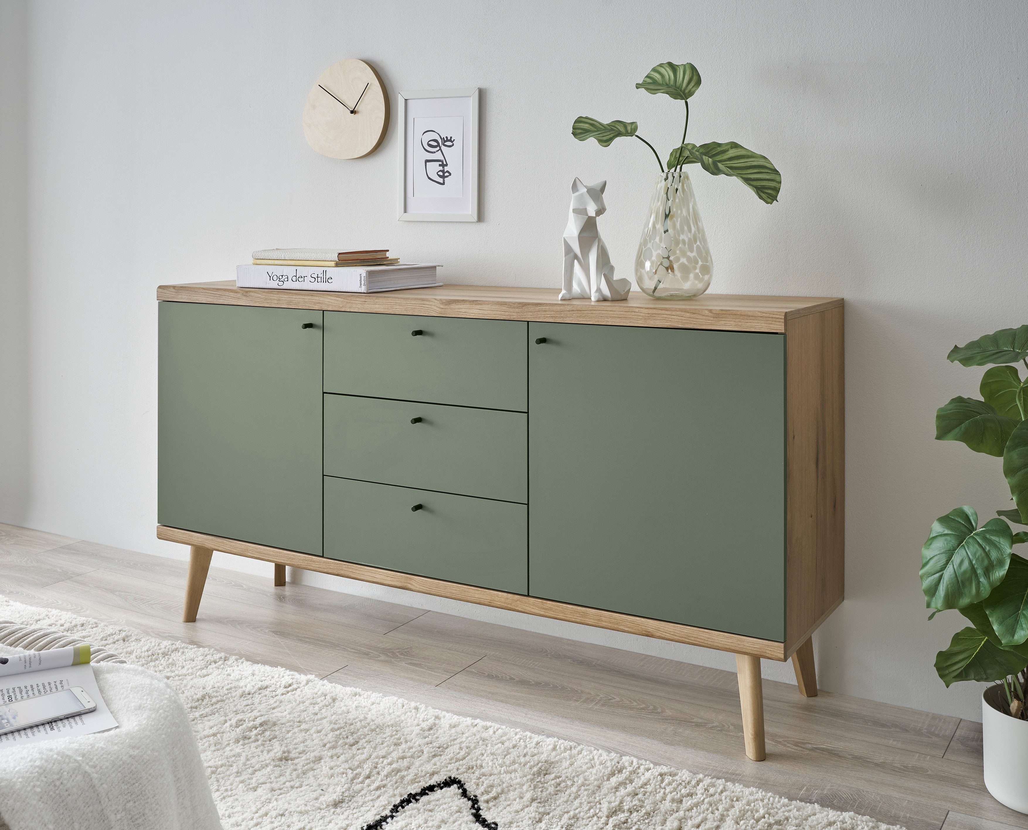 INOSIGN Dressoir MAVAS in moderne trendkleur, handgrepen van metaal (zwart), breedte 160 cm
