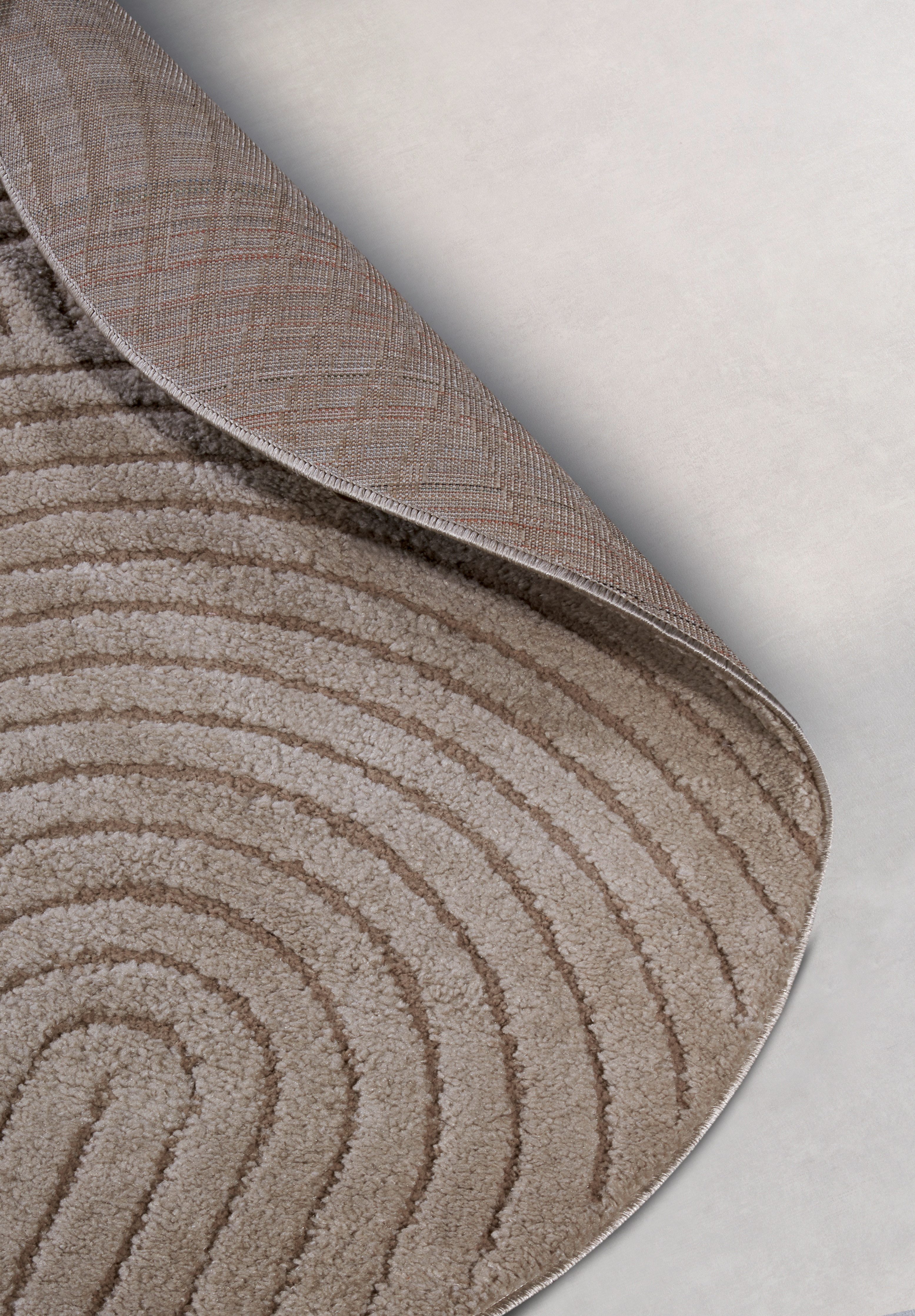 ELLE DECORATION Design-vloerkleed Cosy Panglao, ook als rond tapijt verkrijgbaar uni laagpolig, hoog-laag structuur, modern, scandi, boho, woonkamer