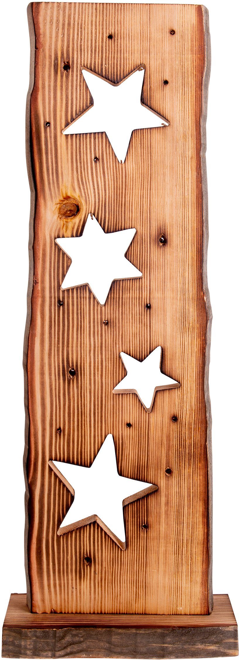 näve Led-tuinlamp Houten led-kerstverlichting met stermotief, kerstversiering buiten incl. 23x leds 2800k,incl. batterijvak met timerfunctie (6on/18off)