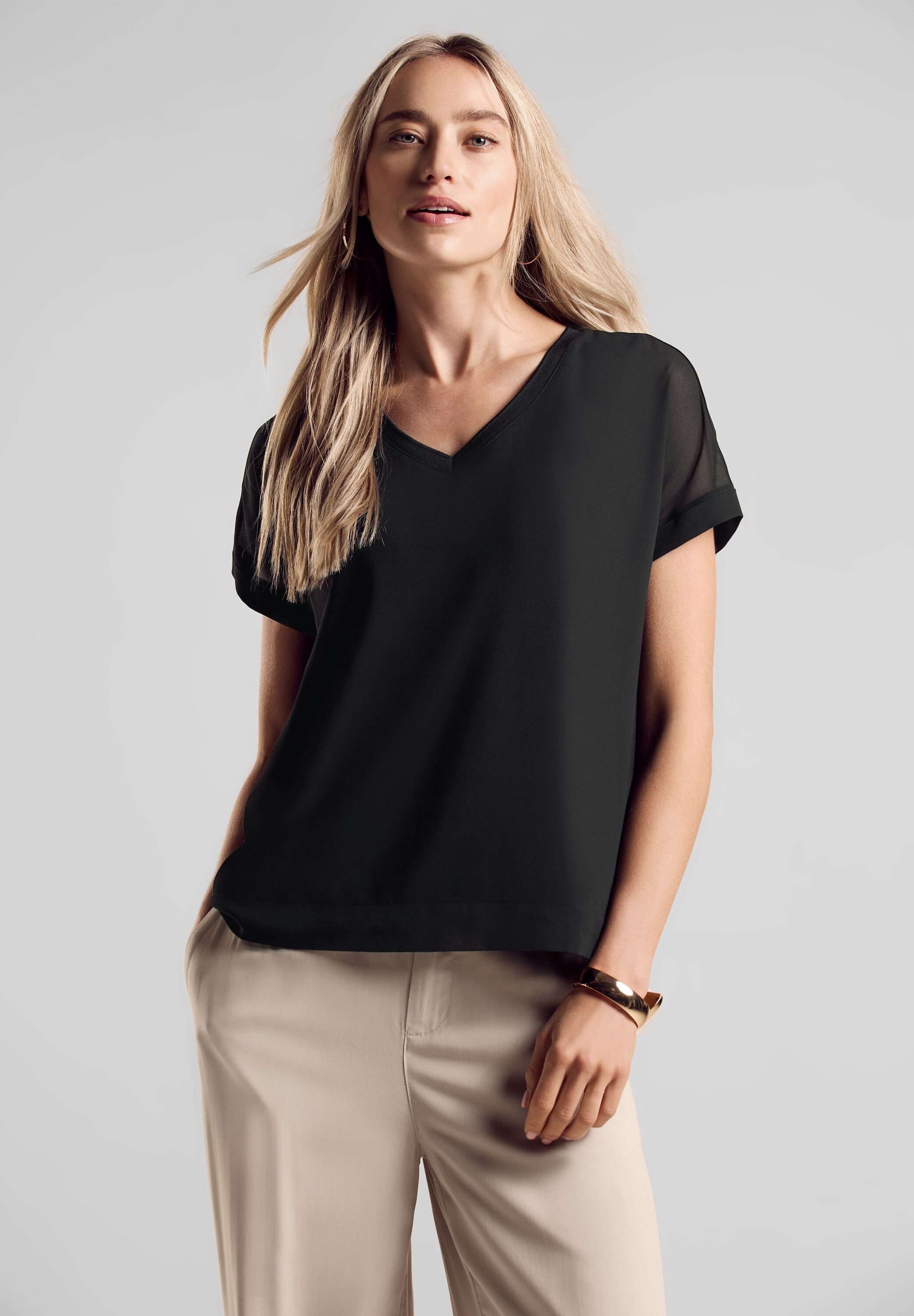 STREET ONE 2-in-1-top met meshdetail