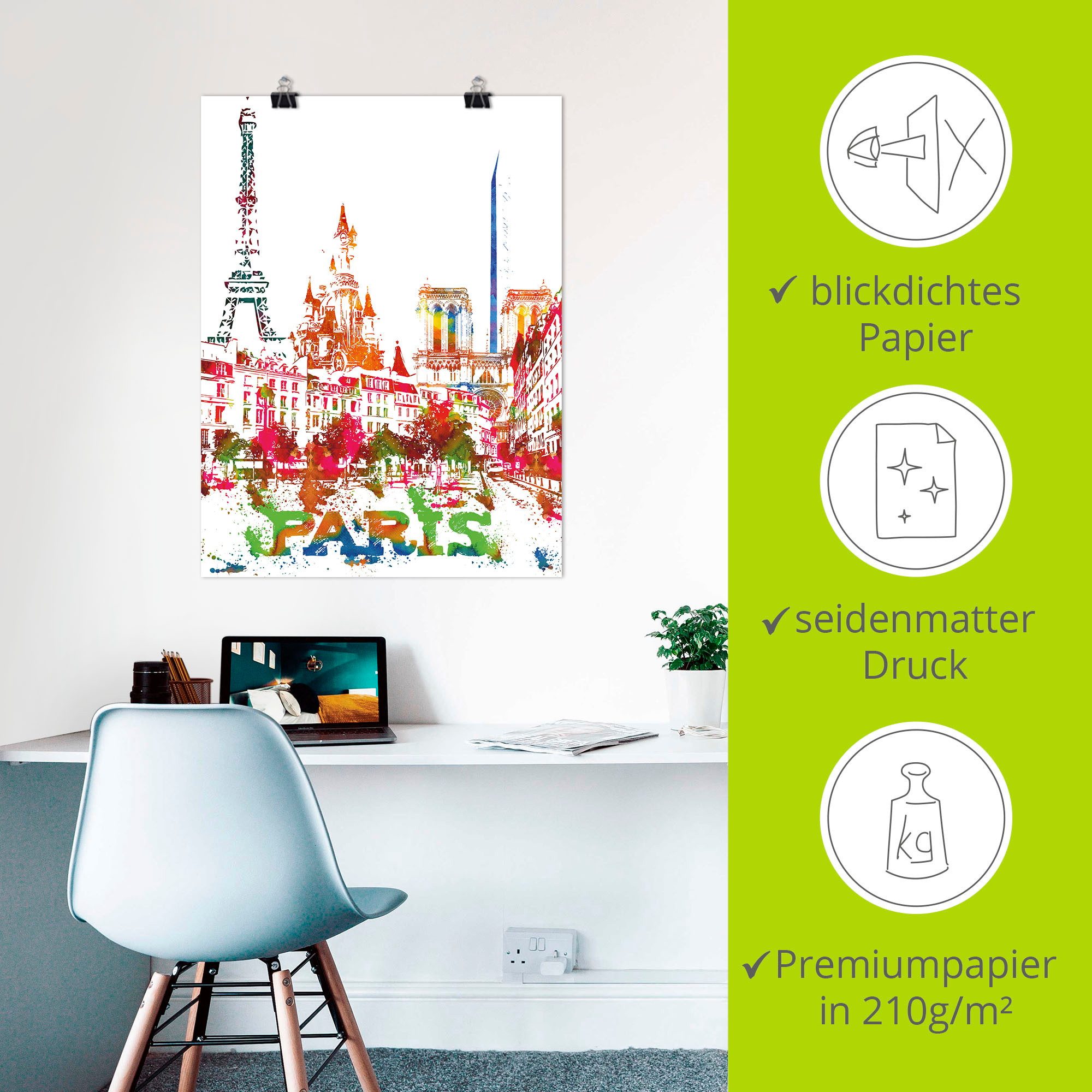 Artland Artprint Parijs grafisch als artprint van aluminium, artprint voor buiten, poster in diverse formaten