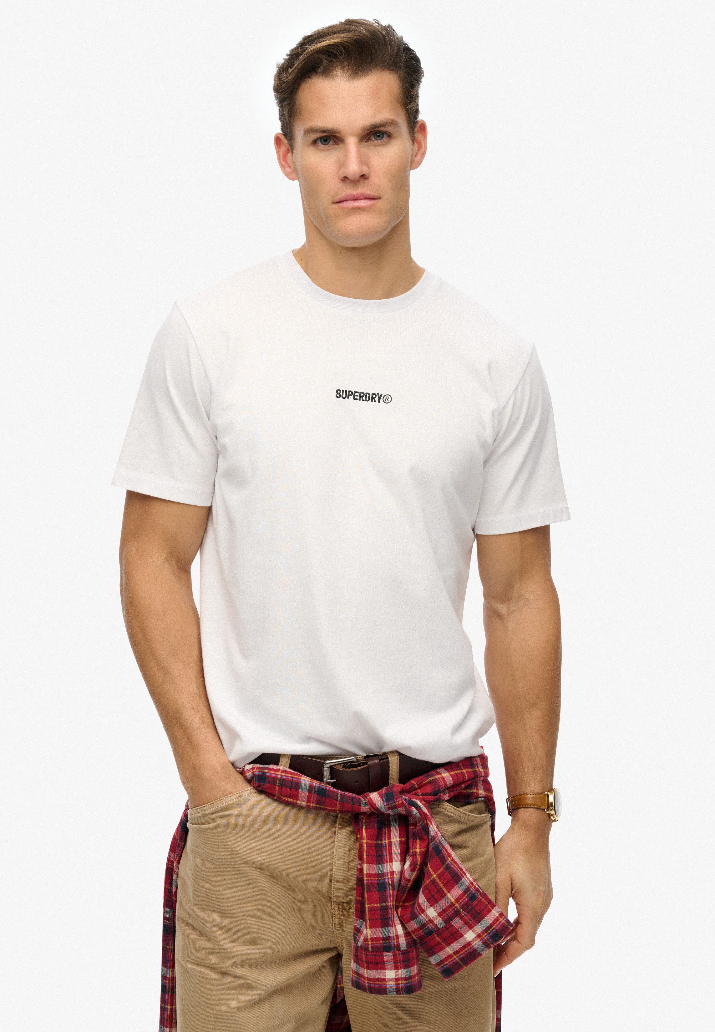 Superdry Shirt met ronde hals MICRO LOGO T SHIRT heren ronde hals maat M wit