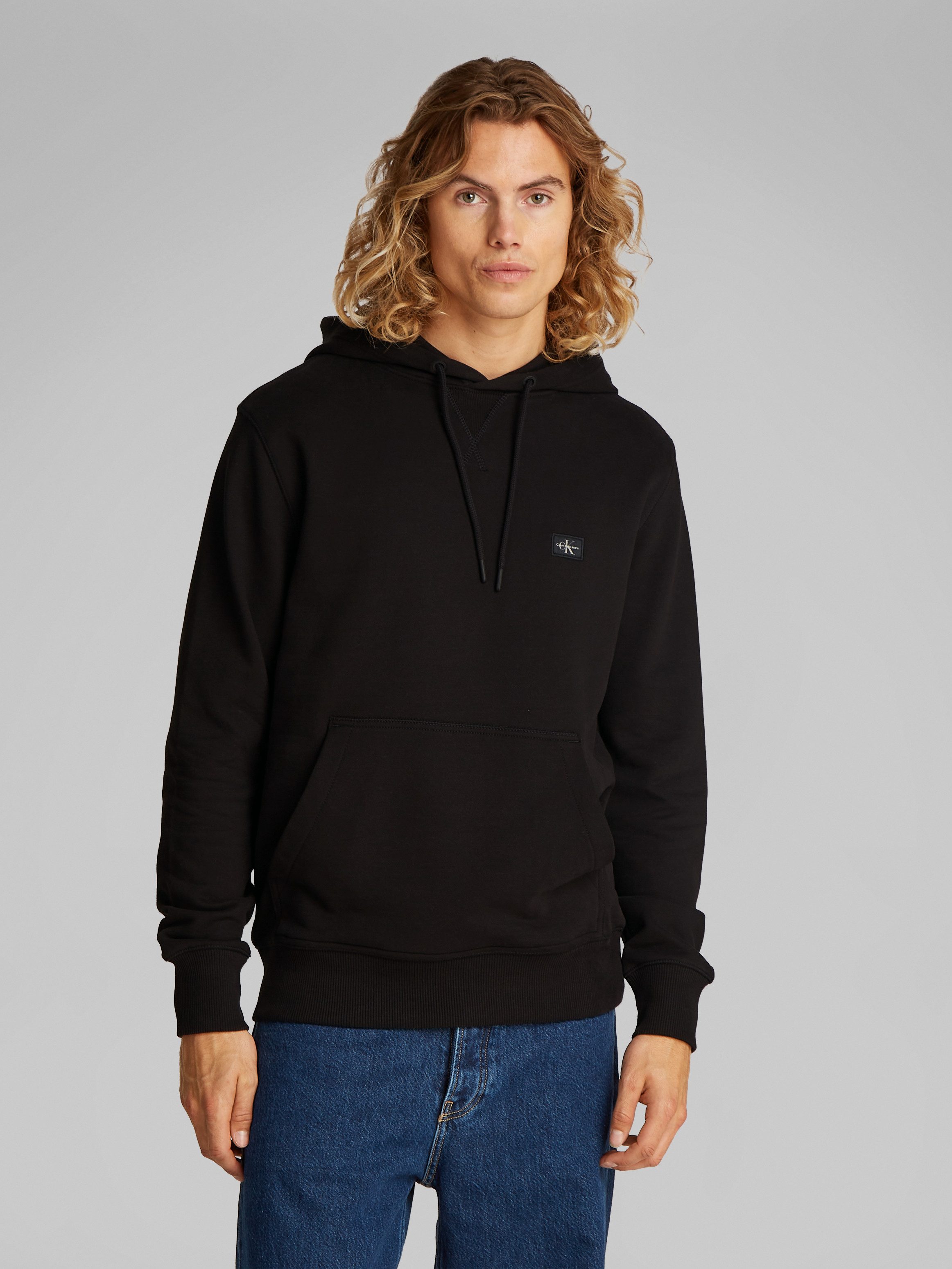 Calvin Klein Sweatshirt WOVEN LABEL HOODIE Kangoeroezak logoborduring