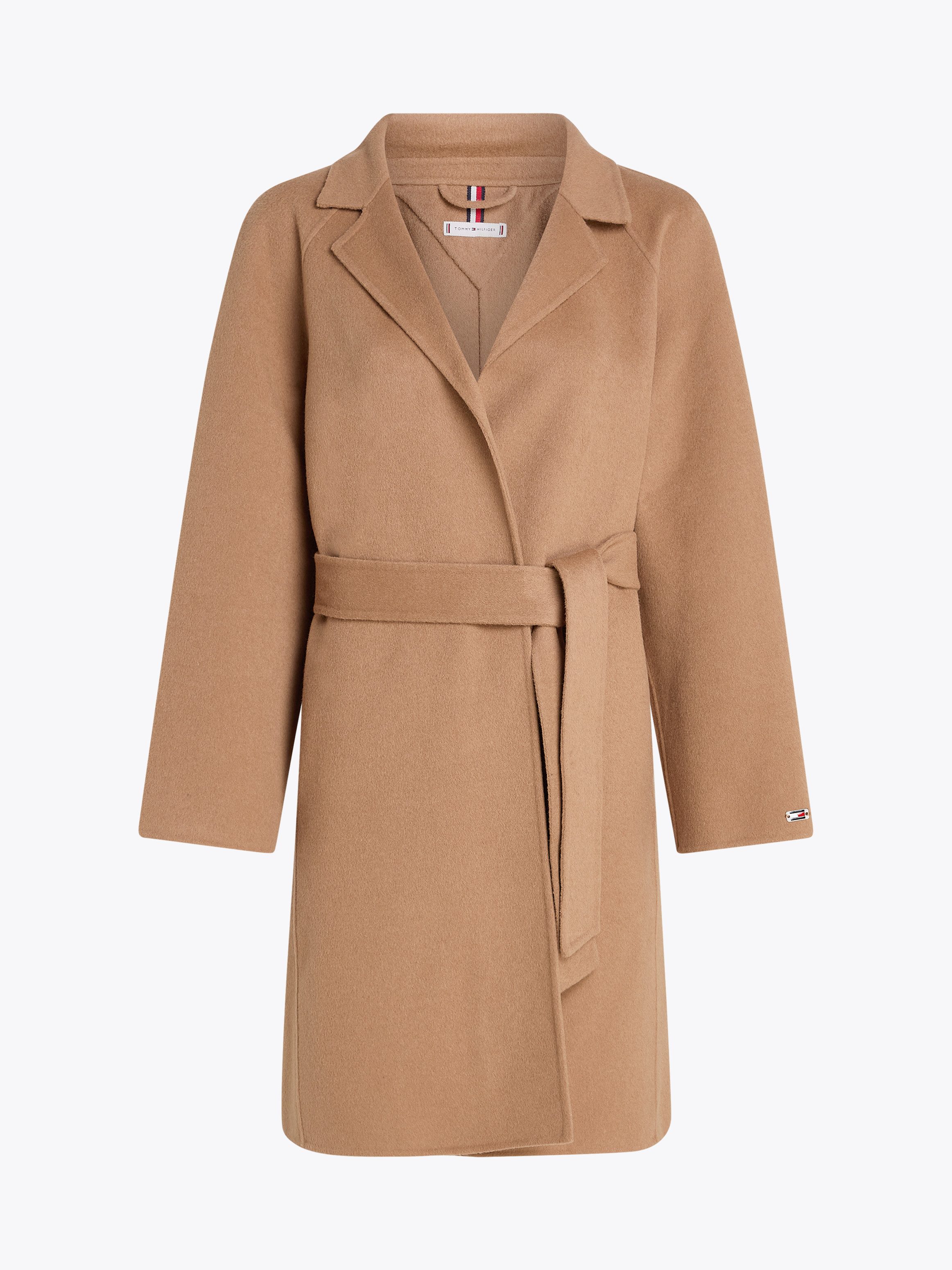 Tommy Hilfiger Curve Korte jas CRV REG DF WOOL BELTED COAT in grote maten, met riem, gestanste tommy-logo op de rug