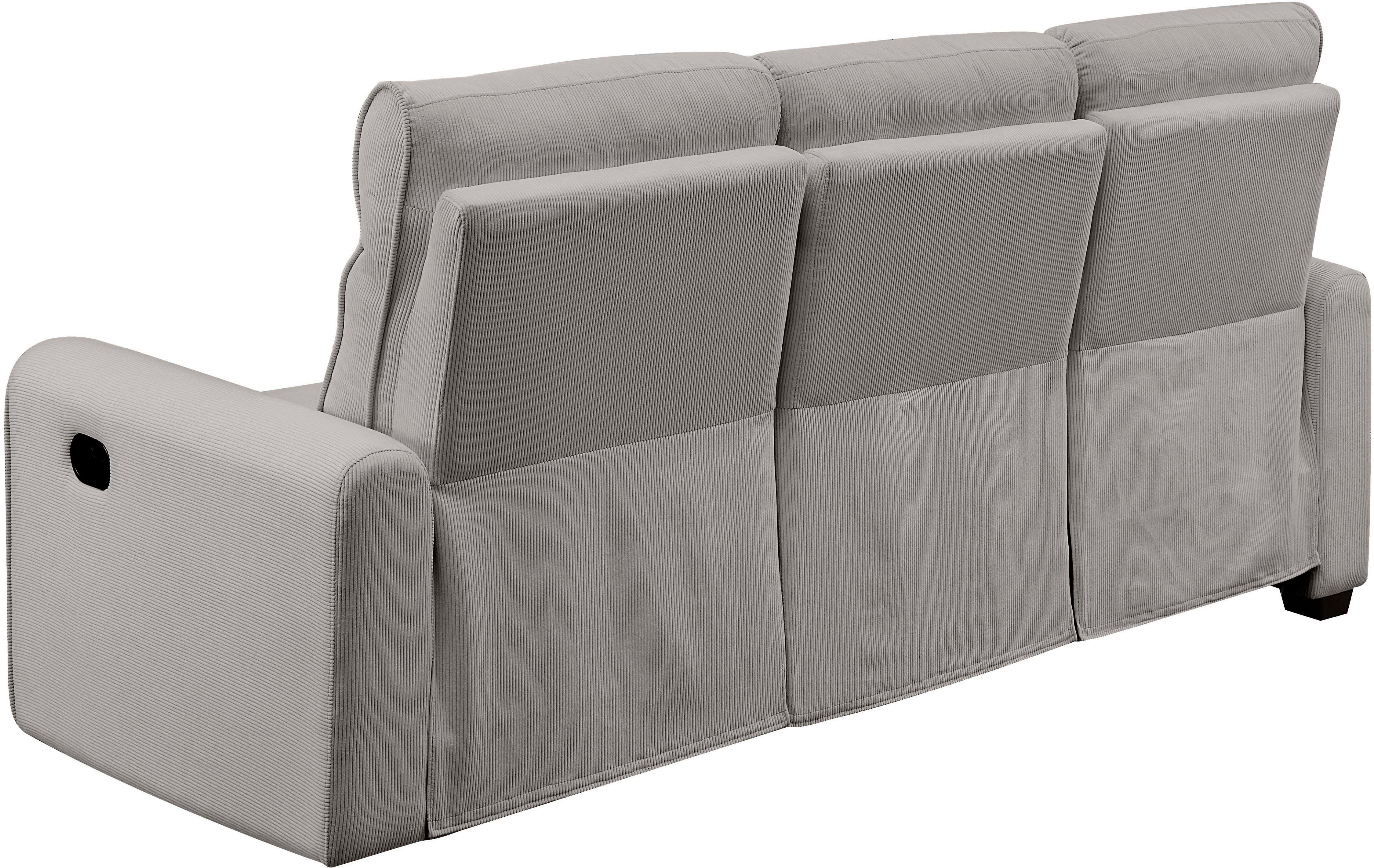 ATLANTIC home collection Hoekbank Gero L-vorm met relaxfunctie en bergruimte, met cordbekleding