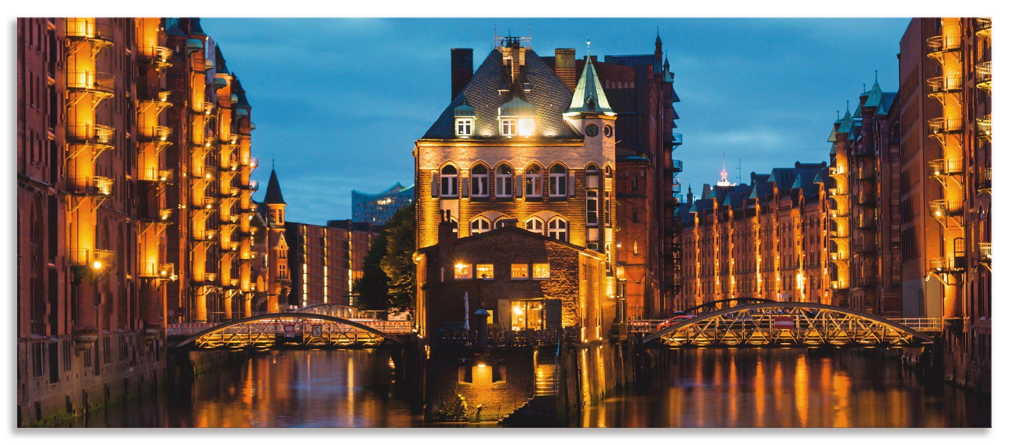 Artland Keukenwand Deel van de oude Speicherstadt in Hamburg zelfklevend in vele maten - spatscherm keuken achter kookplaat en spoelbak als wandbescherming tegen vet, water en vuil