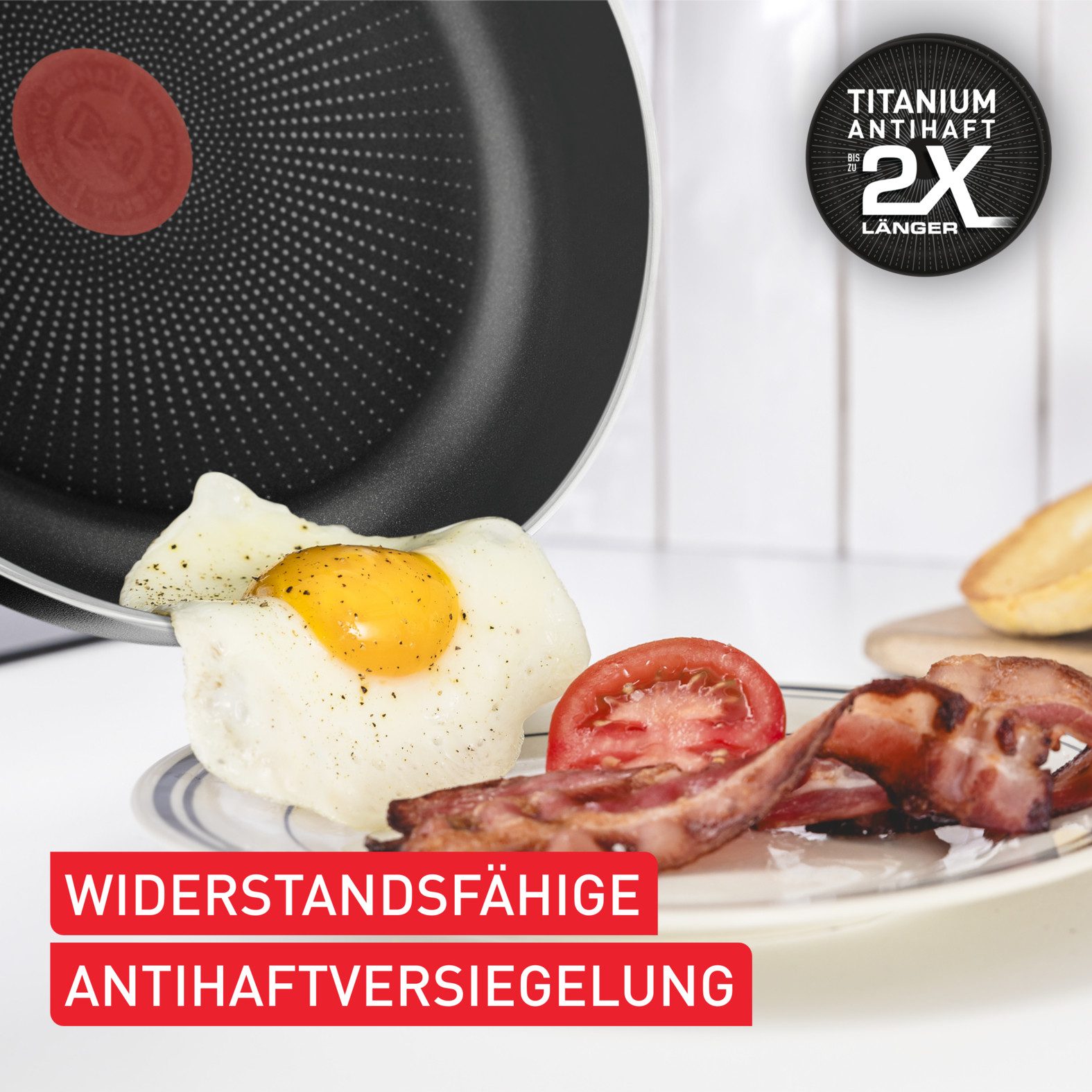 Tefal Koekenpan Hard Titanium Essential Titanium anti-aanbakcoating, thermo-signaal, gas+elektrisch+glaskeramiek (1-delig)