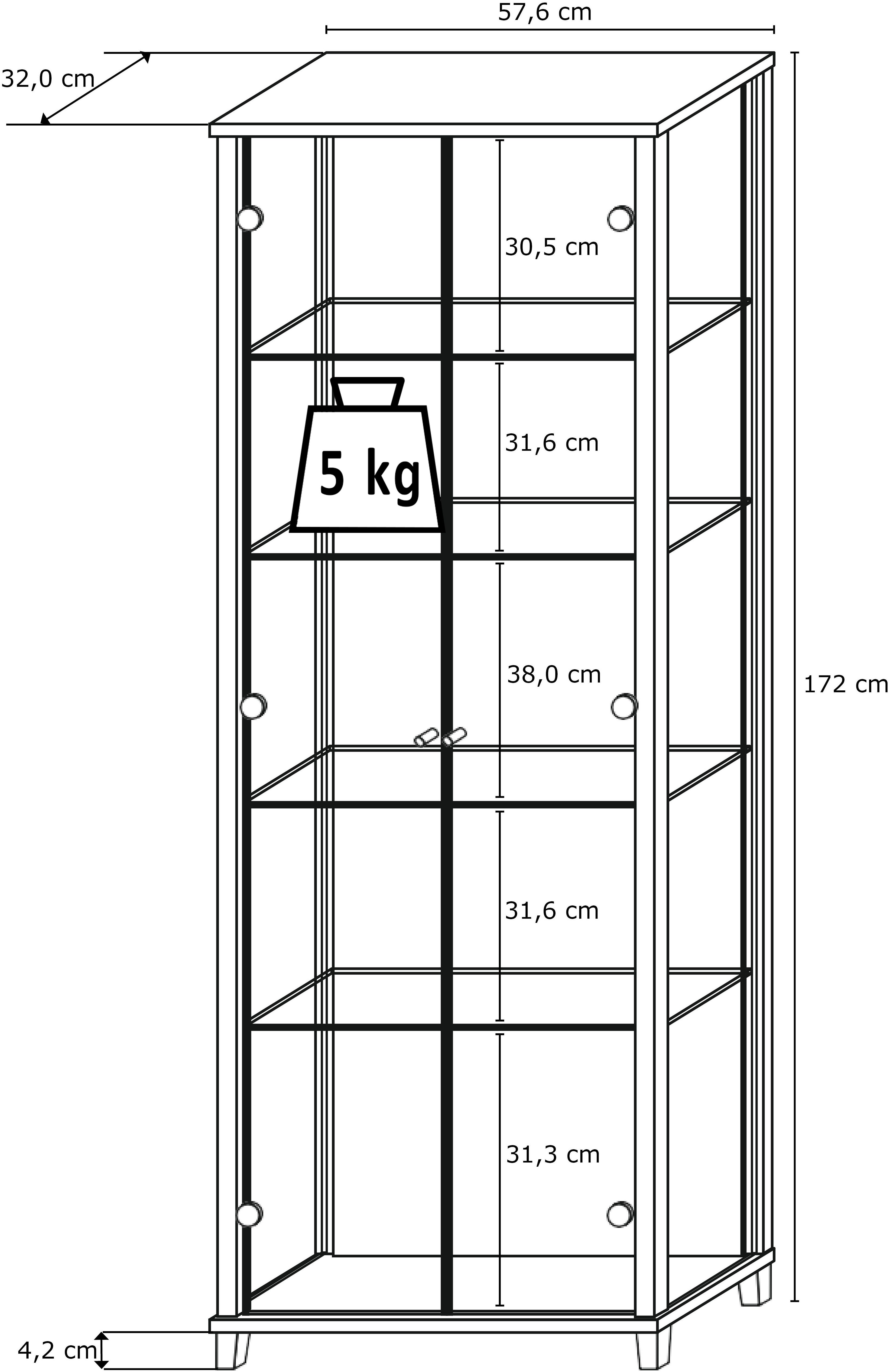 fif möbel Vitrinekast OPTIMA Standvitrine, vitrinekast, glazen vitrine, verzamelvitrine