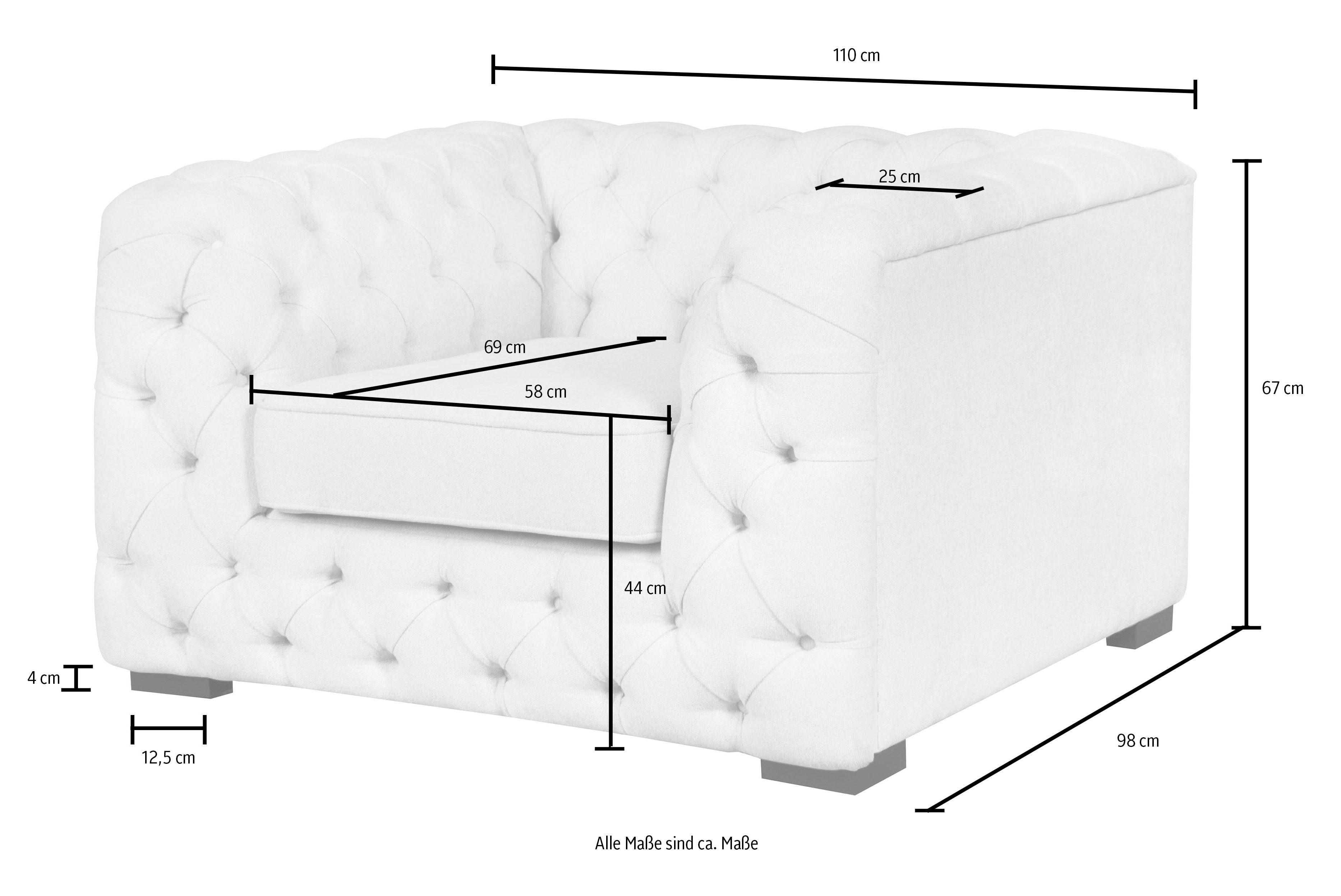Guido Maria Kretschmer Home&Living Chesterfield-fauteuil Kalina stoel klassieke chesterfield knoopdetails, zeer hoogwaardige afwerking