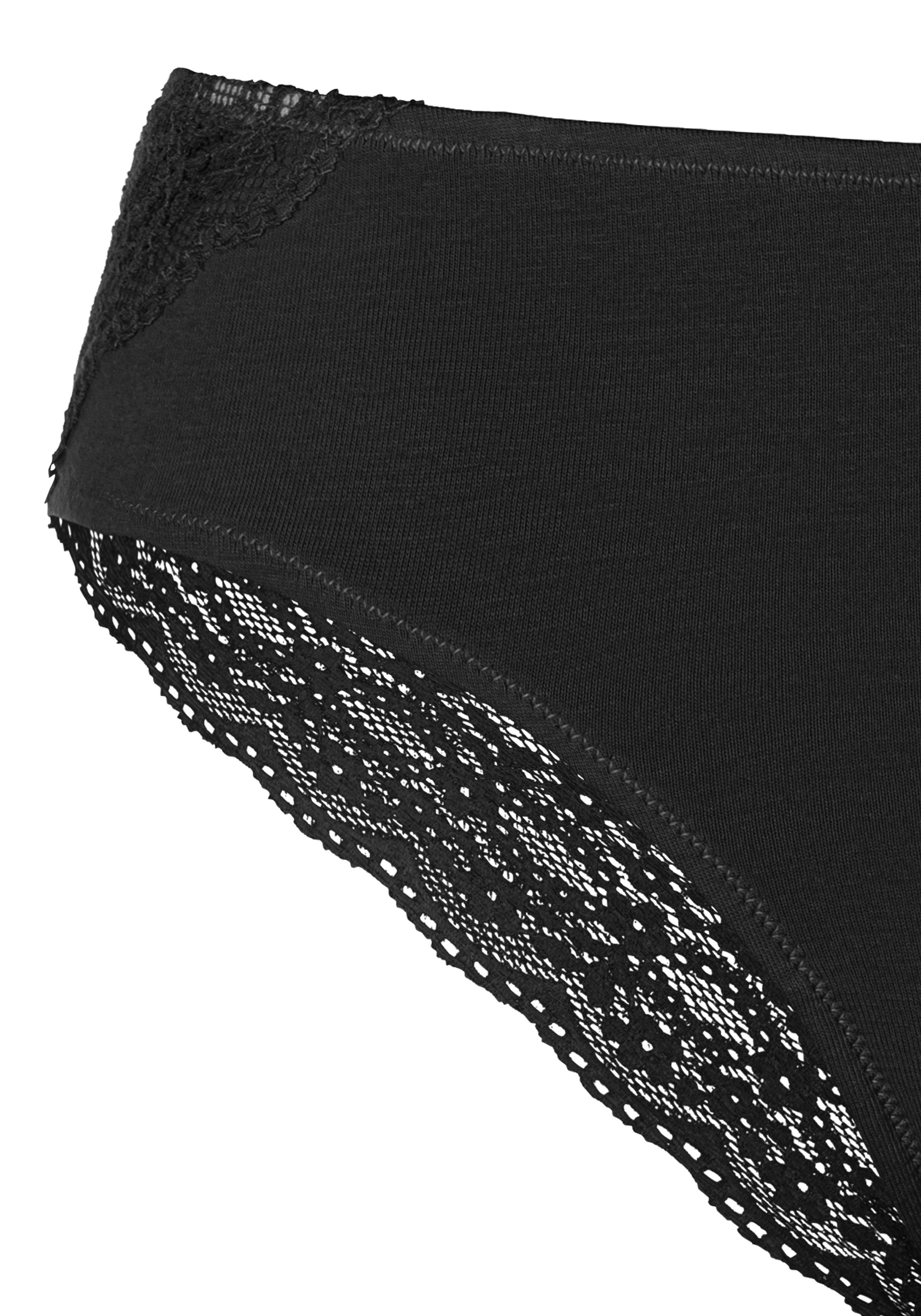 Vivance Brazilian slip van elastische katoen met florale kant (3 stuks)