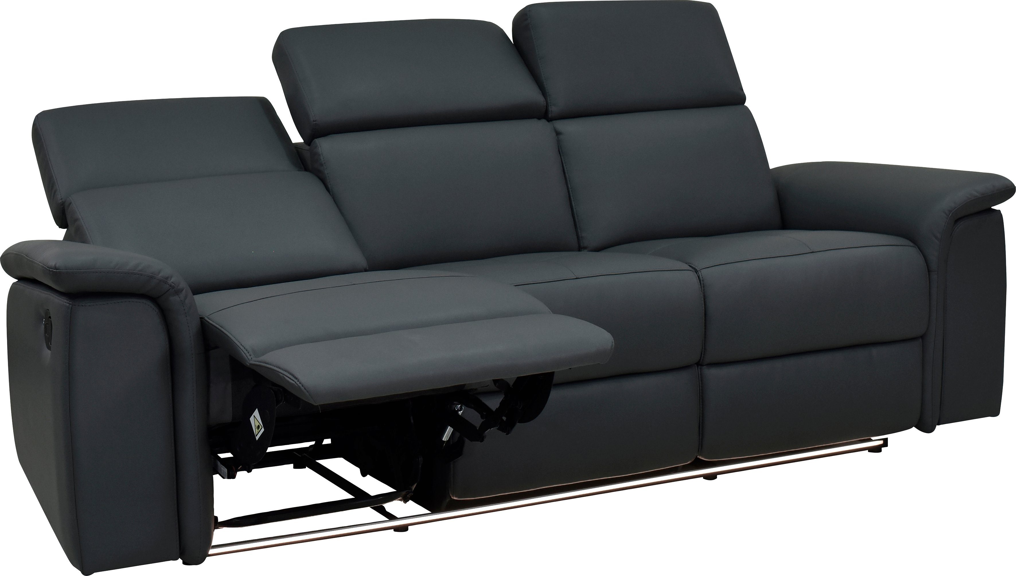 Places of Style 3-zitsbank Pareli 229 cm, handmatige en elektrische relaxfunctie in 2 zits USB, verstelbare hoofdsteun, LED-verlichting, in echt leer, kunstleer, geweven stof