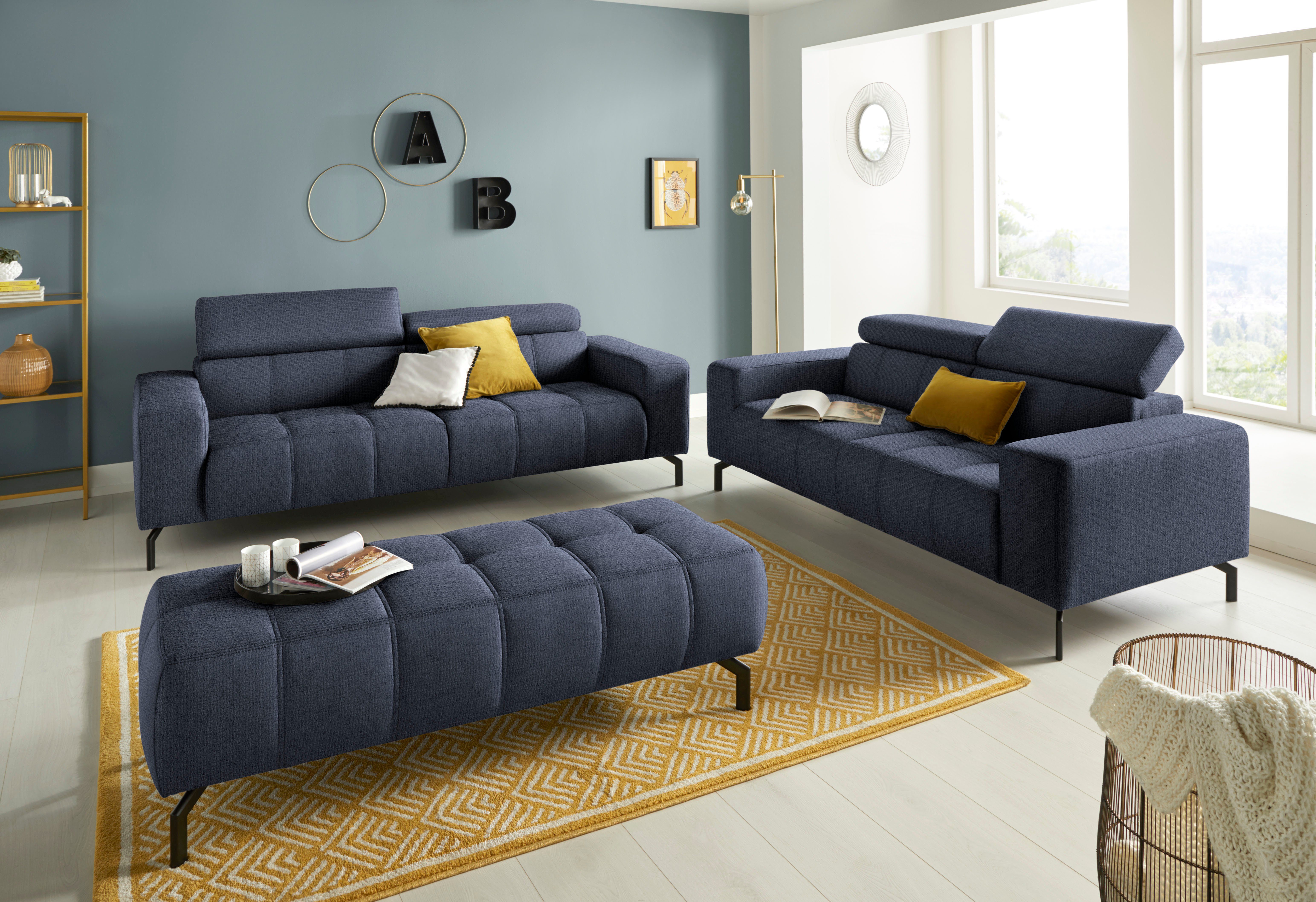 DOMO collection 2,5-zitsbank Cunelli tijdloos en elegant, moderne zitnaden als designelement,
