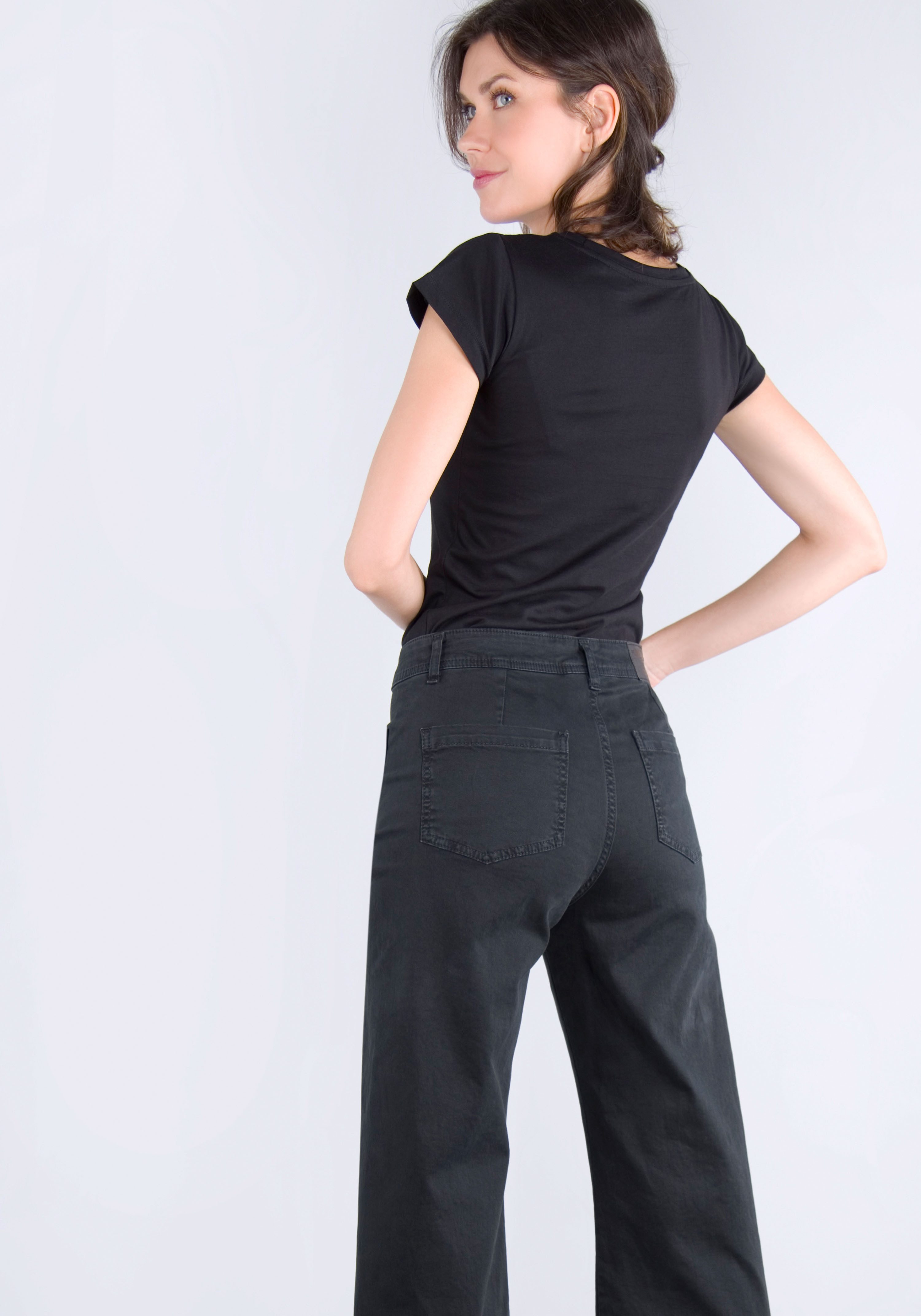 Please Jeans Broek met wijde pijpen van hoogwaardige katoenmix met stretch