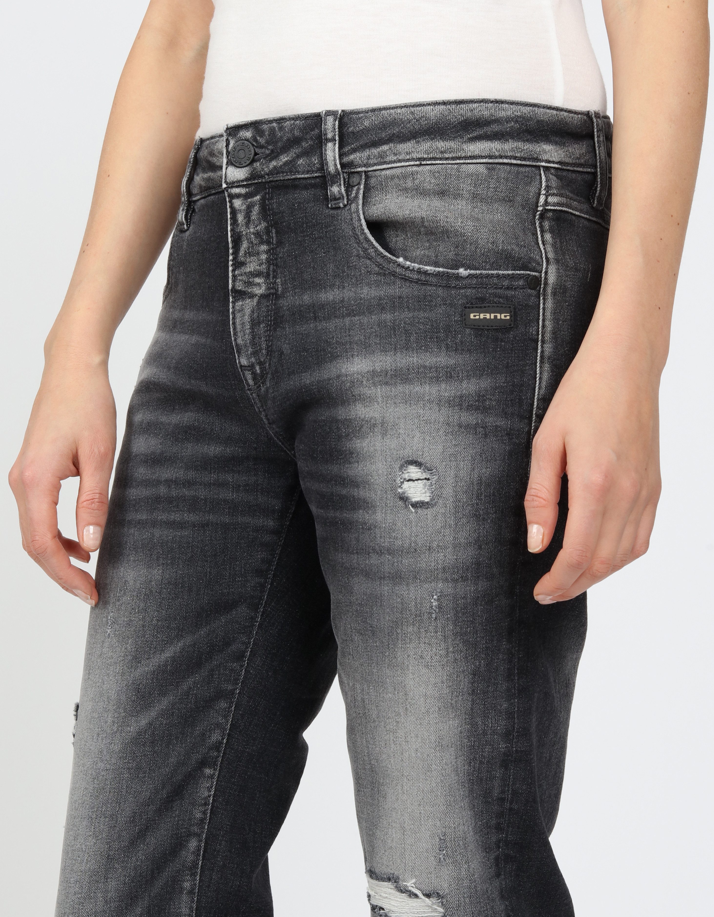 GANG Boyfriendjeans 94NADIA 5-pocketsstijl met ritssluiting en knoop