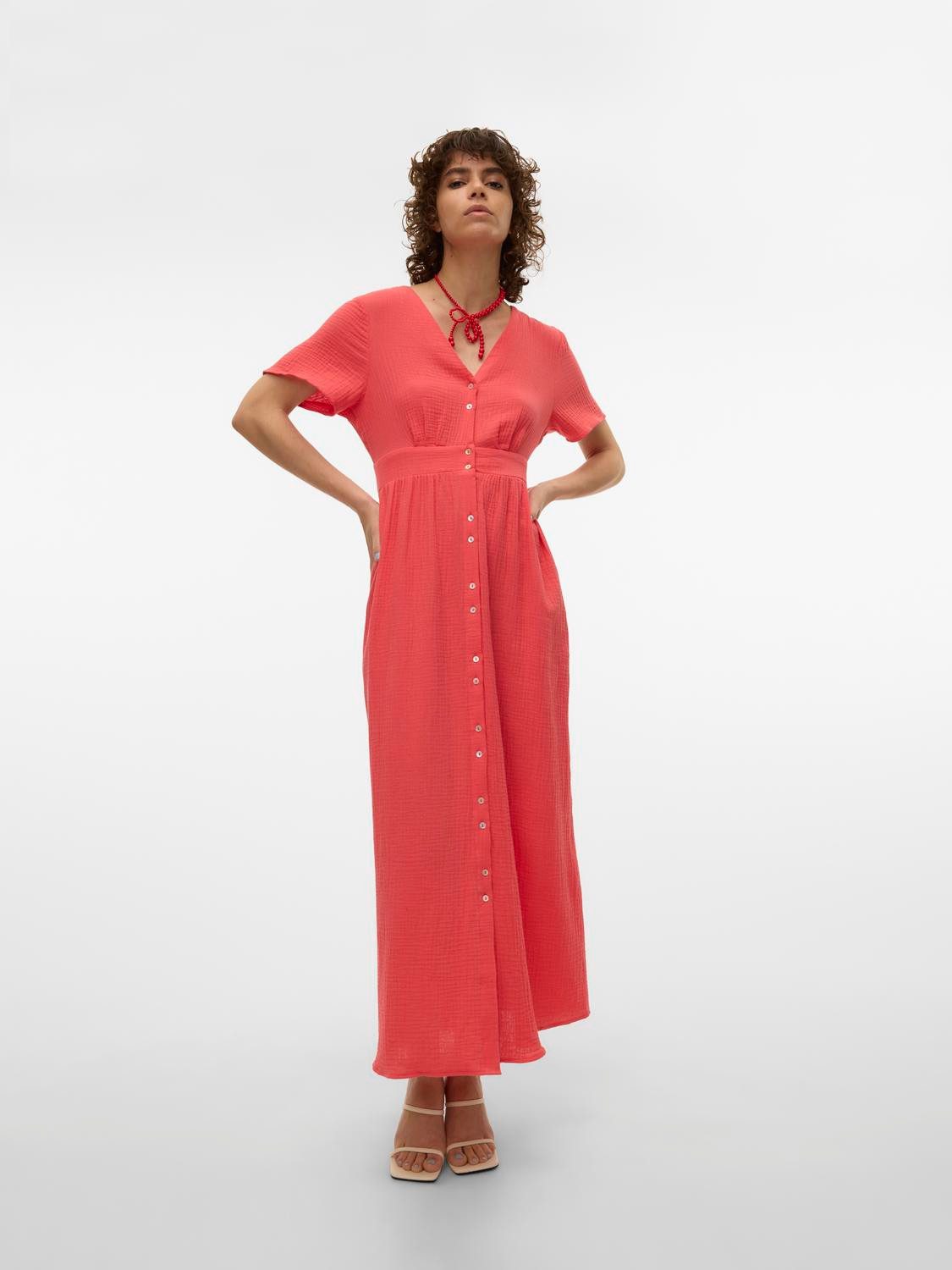 Vero Moda Maxi-jurk VMNATALI SS ANKLE DRESS WVN GA SPE