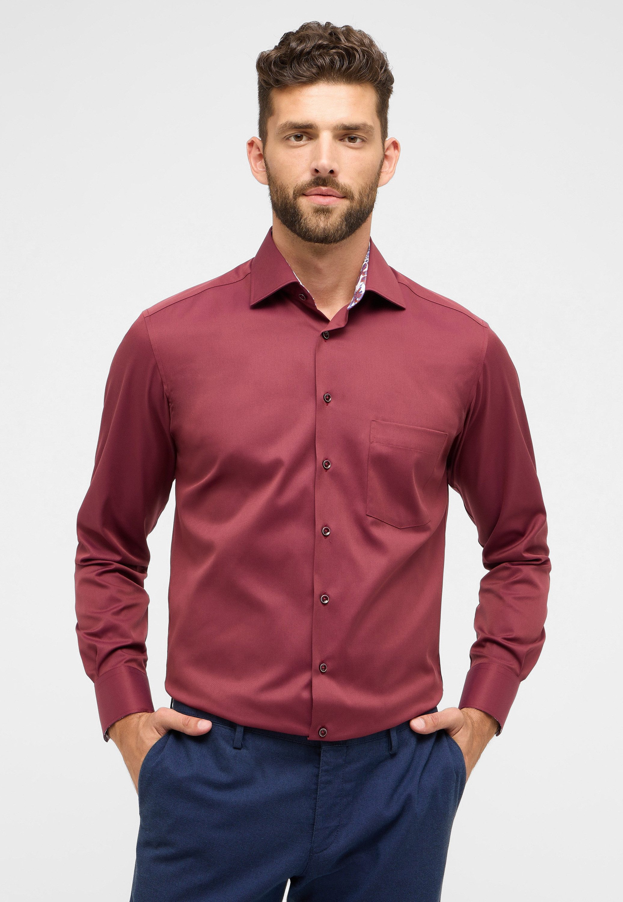 Eterna Overhemd met lange mouwen MODERN FIT NON IRON (strijkvrij) heren overhemden maat 41 rood