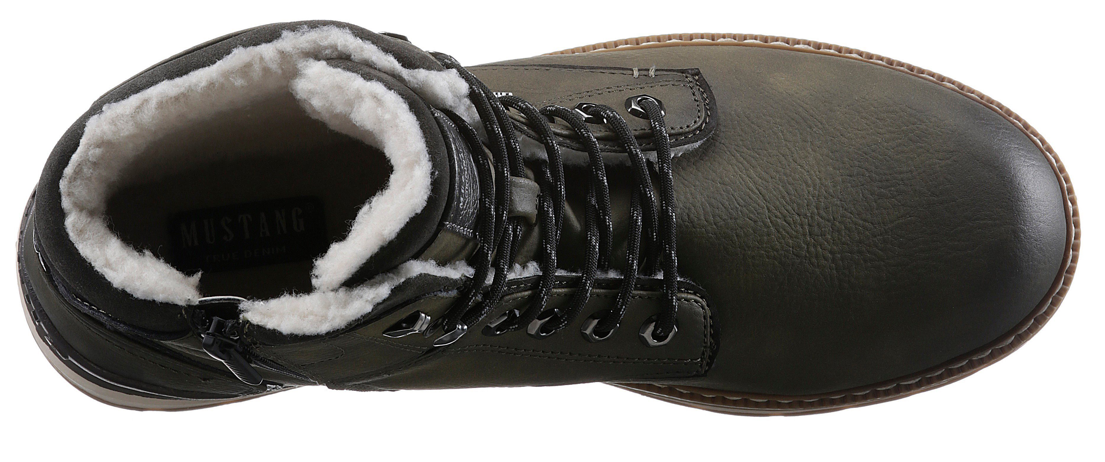 Mustang Shoes Winterlaarzen casual mode, veterschoenen, winterlaarzen met oogjes en logo-patch