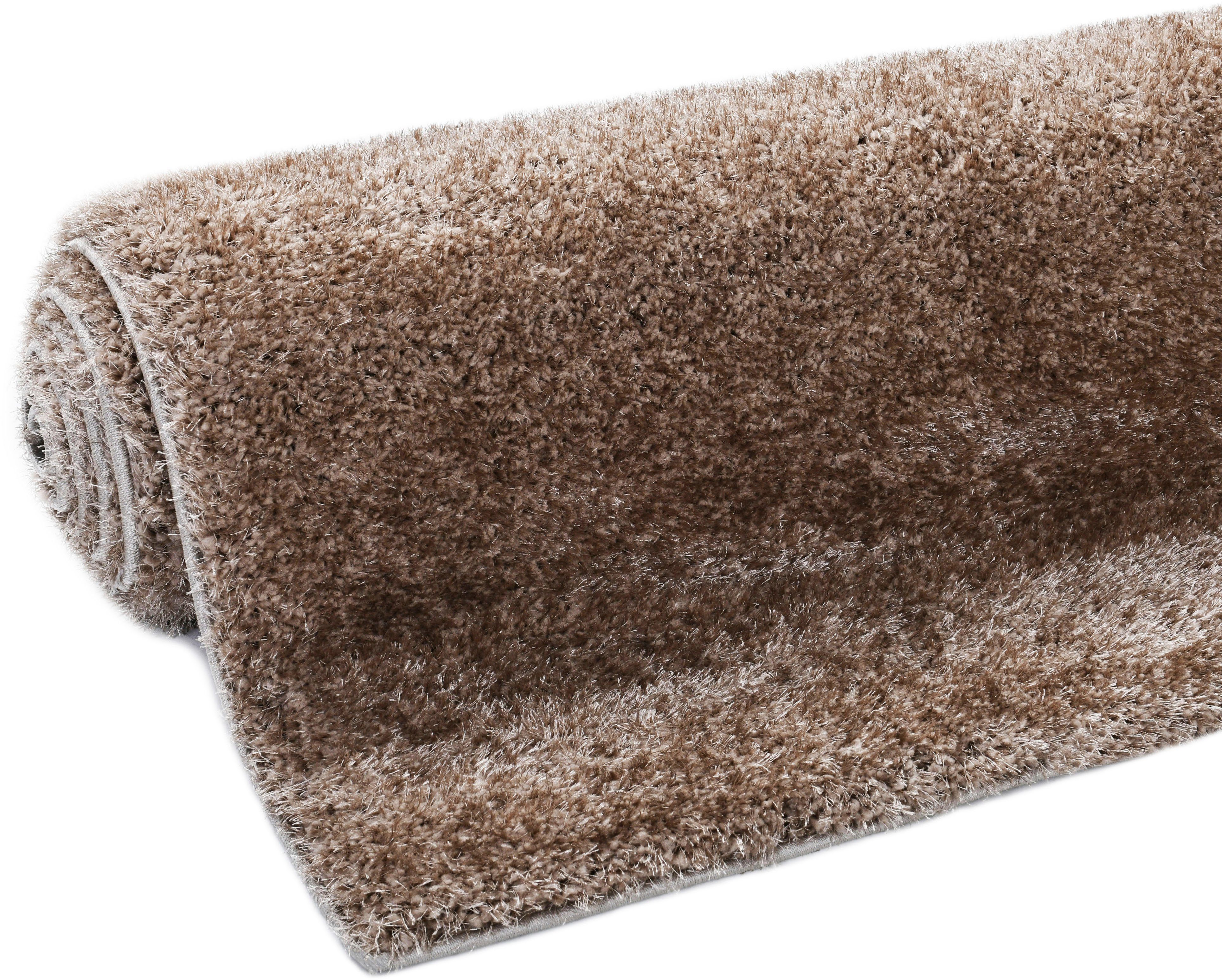 my home Hoogpolig vloerkleed Malin Shaggy in unikleuren, uni, licht glanzend, bijzonder zacht