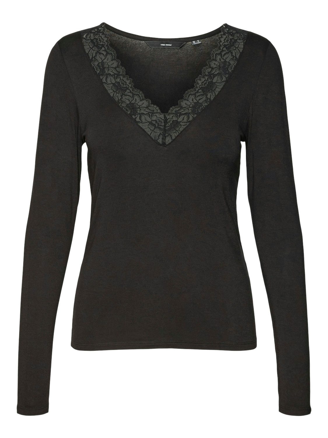 Vero Moda Shirt met V-hals VMROSA LS V-NECK LACE TOP GA JRS NOOS