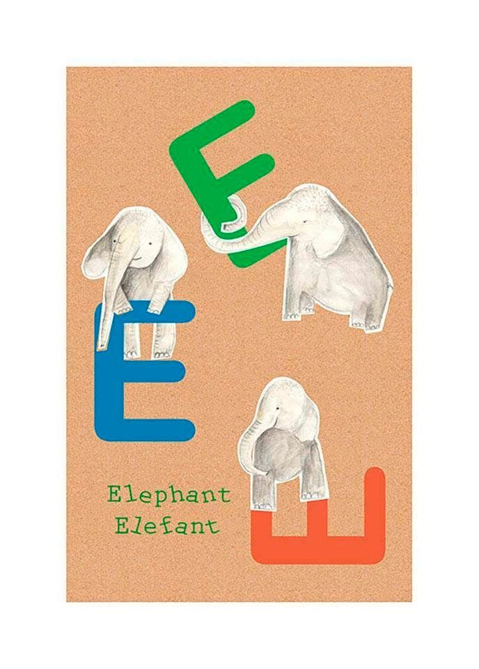 Komar Wanddecoratie ABC animal E Wanddecoratie - zonder lijst (1 stuk) schilderijen maat 50 cm x 70 cm multicolor