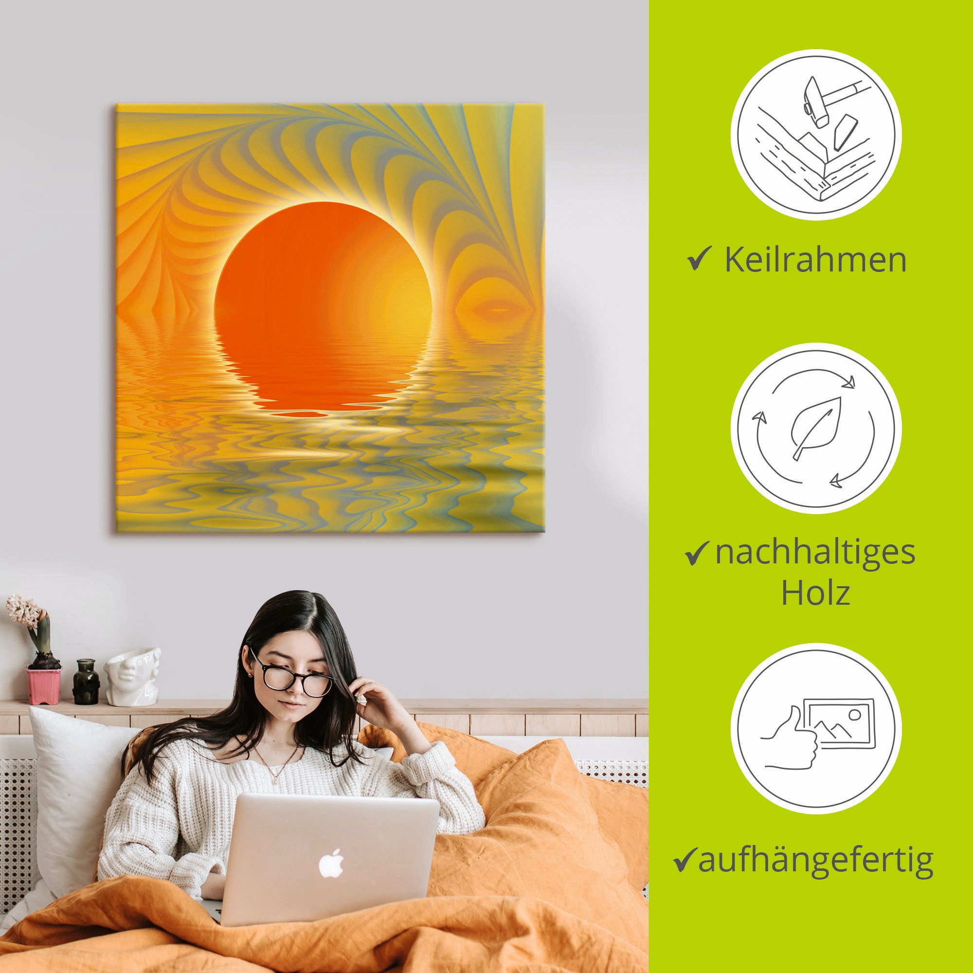 Artland Artprint Abstracte zonsondergang als artprint op linnen, poster in verschillende formaten maten