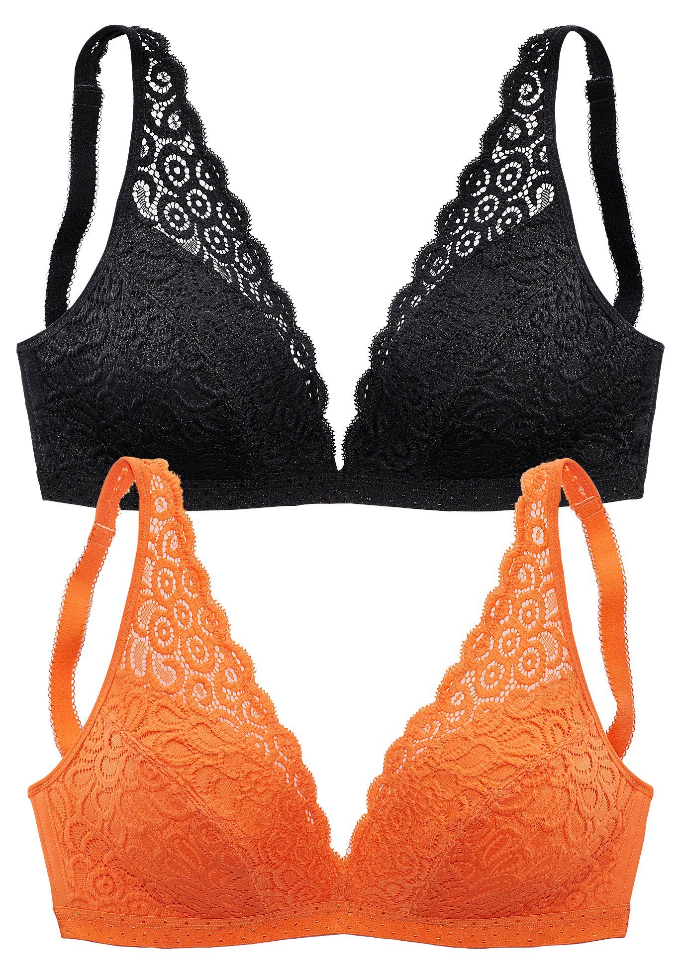 Petite fleur Bralette-bh zonder beugels, van kant, dessous (Set van 2)