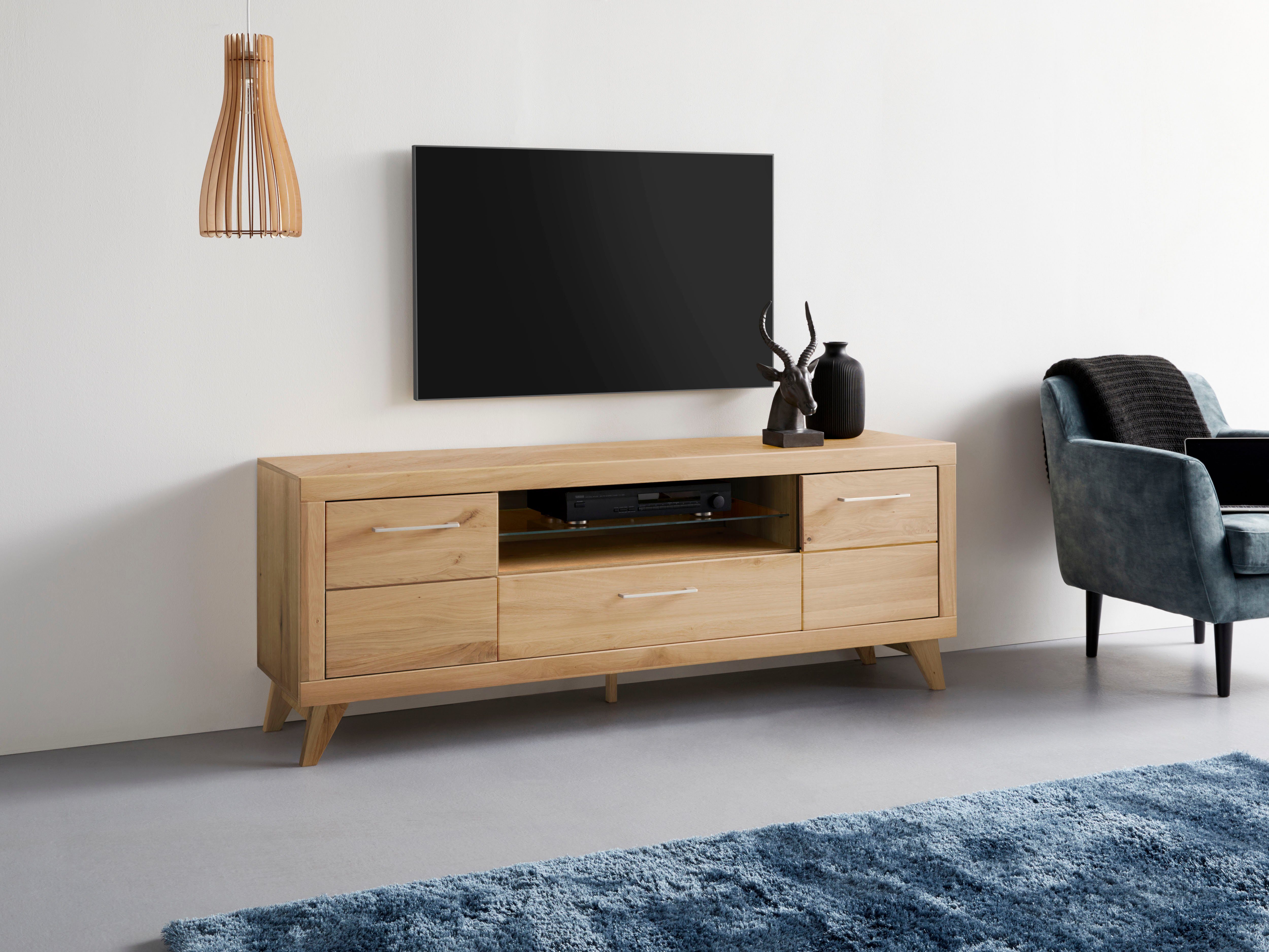 VOGL Möbelfabrik Tv-meubel 1237 Massief houten front, breedte ca. 171 cm, met soft-close functie lowboards beige