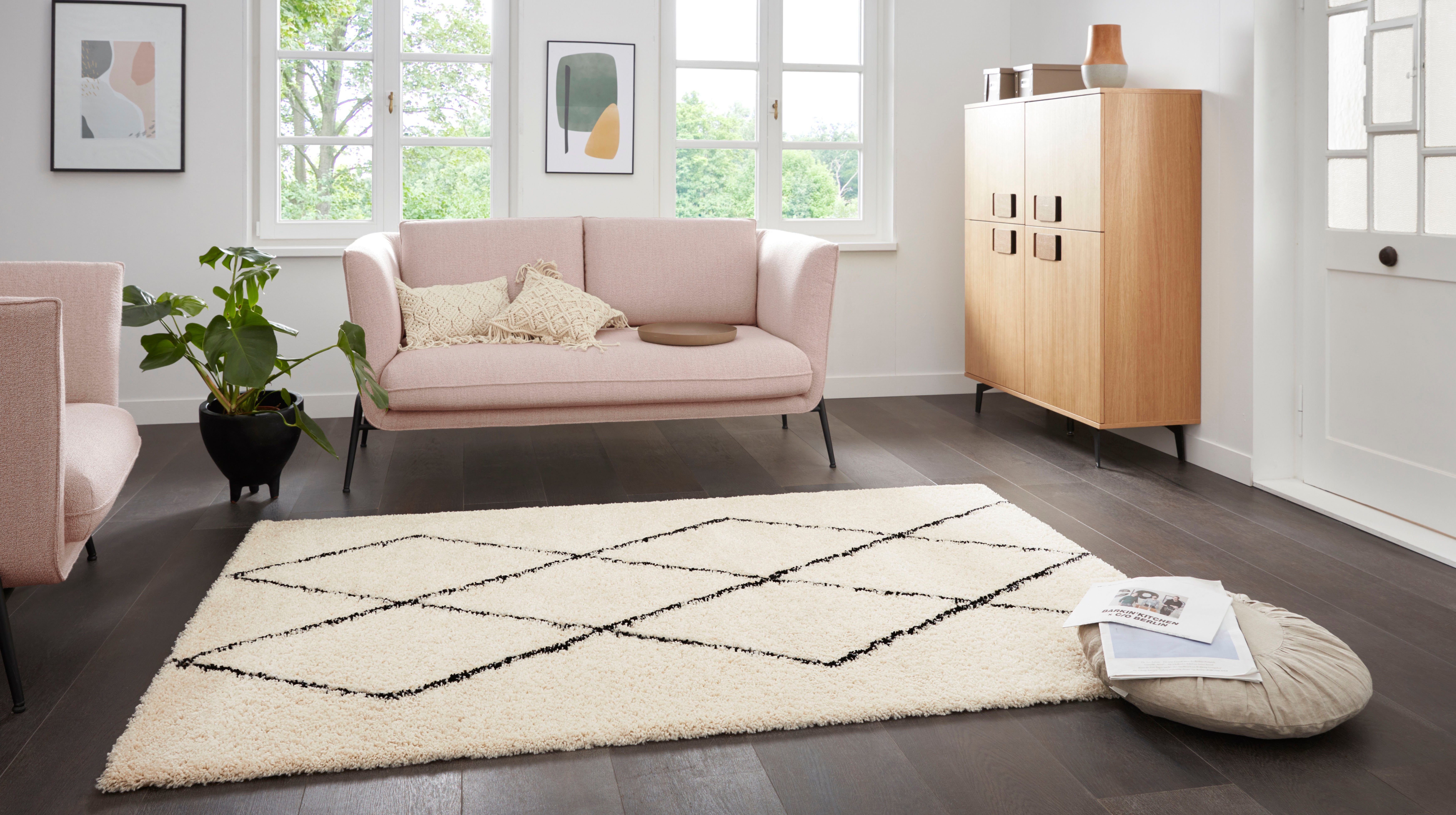 andas Hoogpolig vloerkleed Lene Hoge pool, Scandinavische look, gestreept, slaapkamer, robuust, gemakkelijk in onderhoud