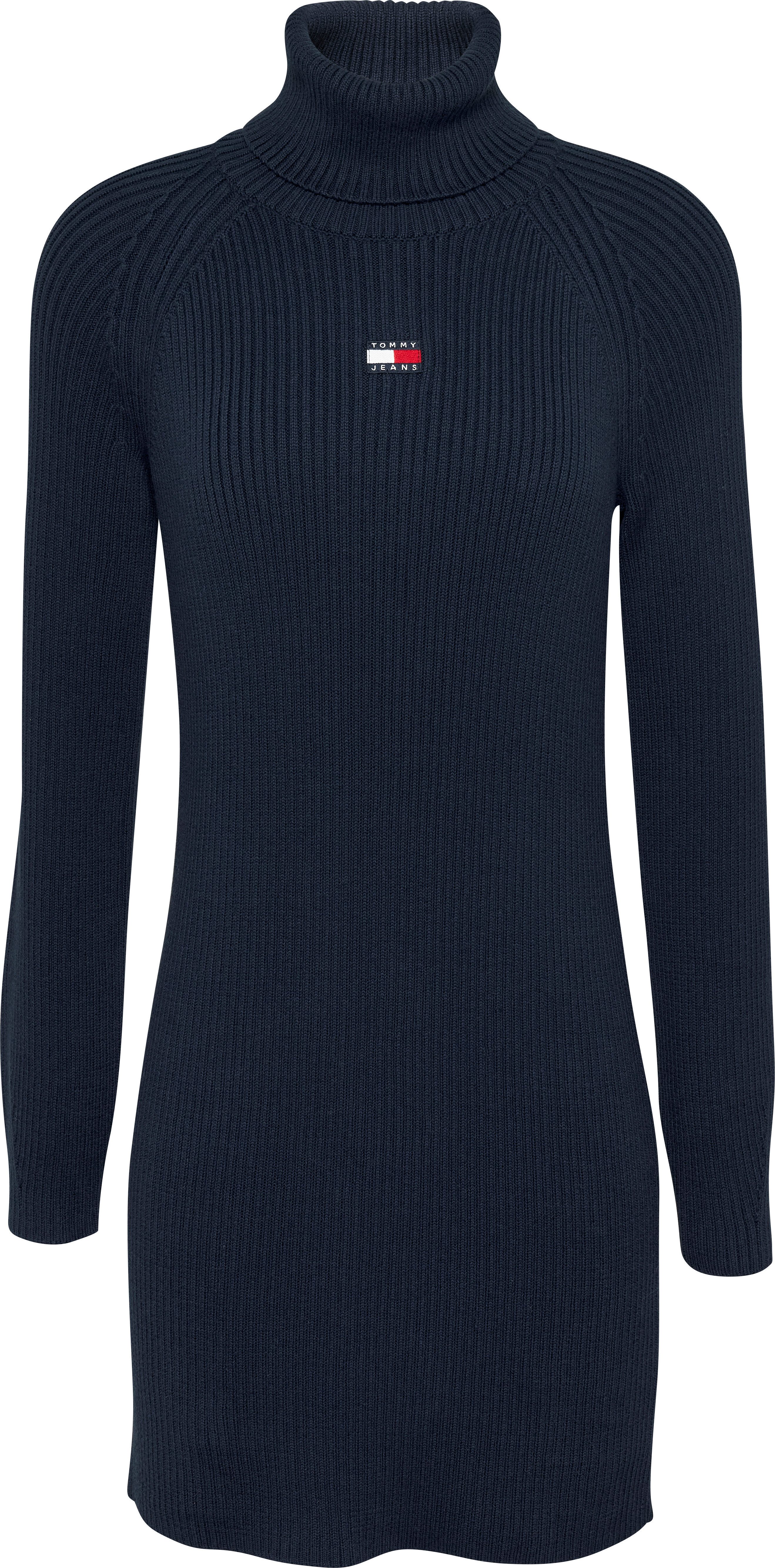 TOMMY JEANS Gebreide jurk TJW MOCKNECK BADGE SWEATER DRESS