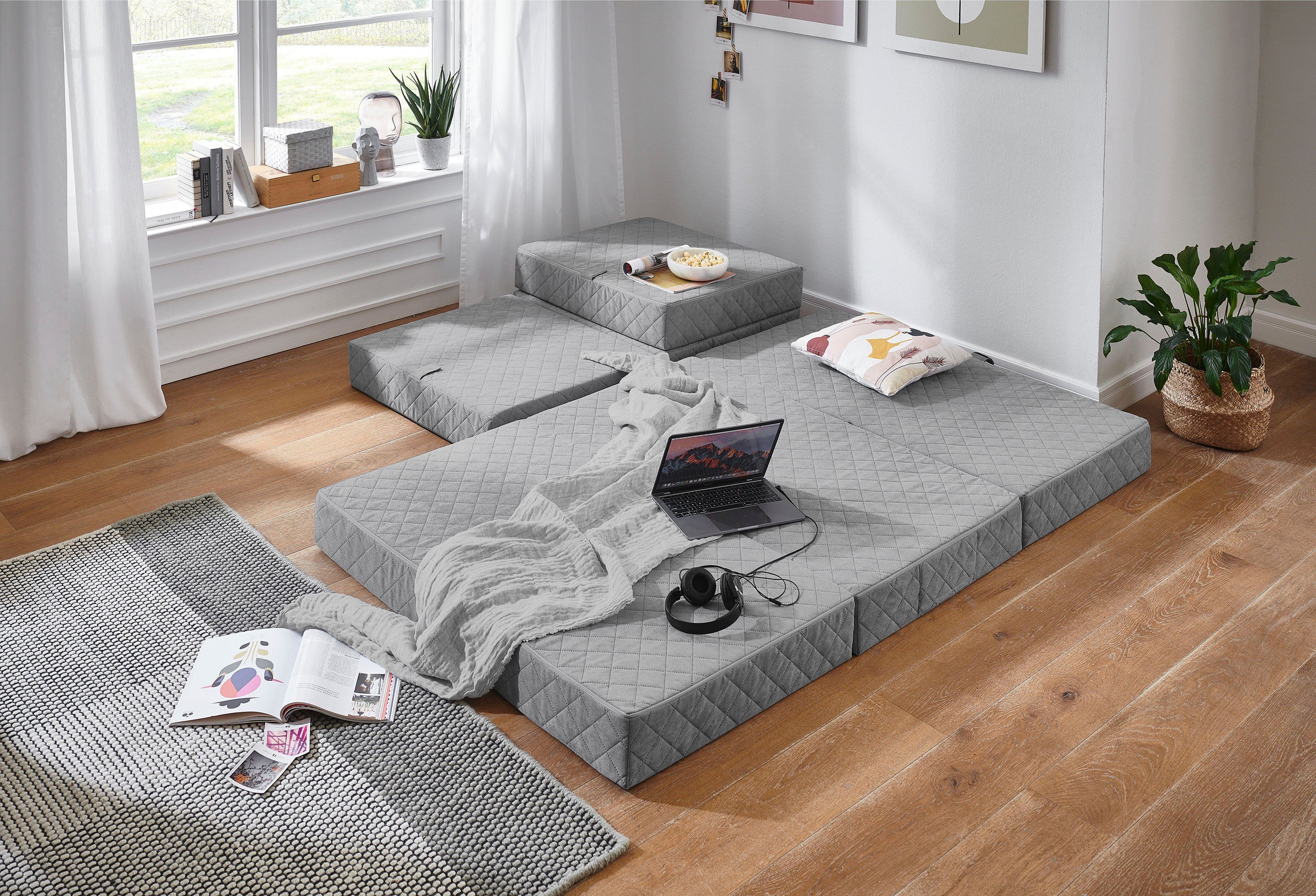 ATLANTIC home collection Fauteuil LENNY Fauteuil als opvouwbaar matras met slaapfunctie fauteuils maat 115 cm x 44 cm x 65 cm grijs