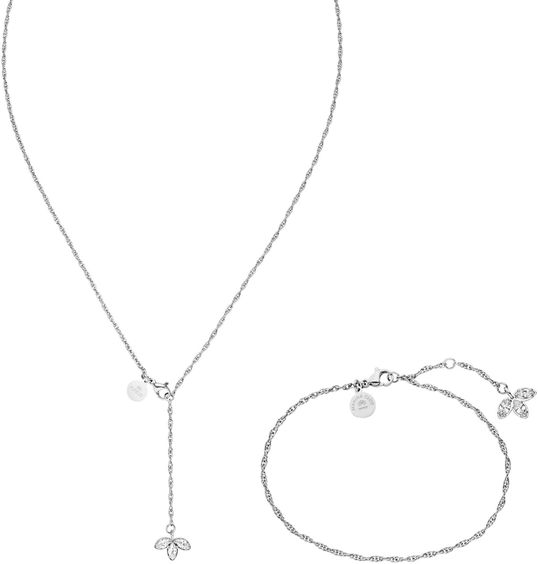 Purelei Sieradenset Sieraden roestvrijstalen ketting en enkelband Mahina Club Lotus, 2308-MC-Lotus (set, 2-delig) dames sieradensets zilver
