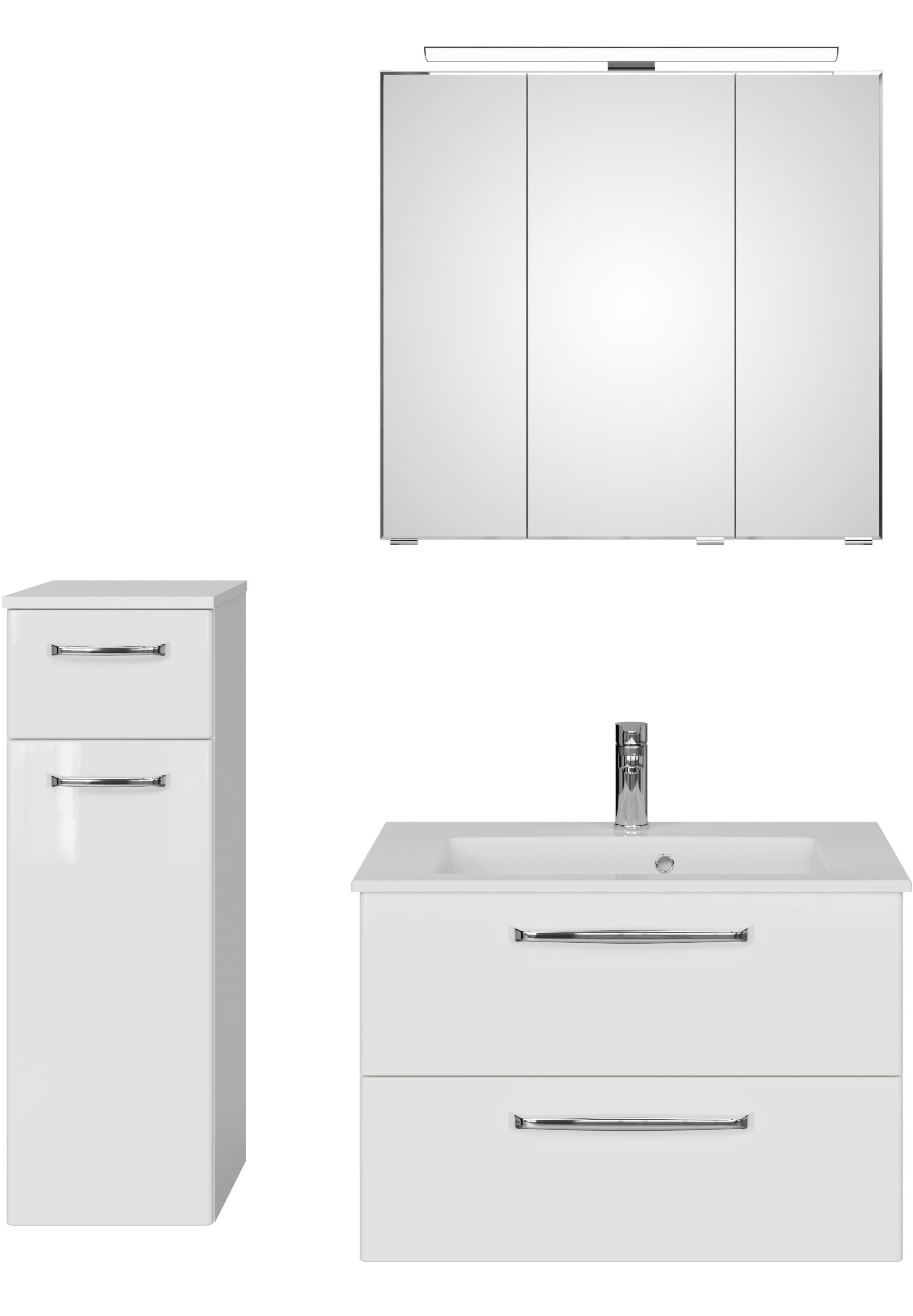 Saphir Badmeubelset Trentino 3-delig mineralen marmer wasbak LED spiegelkast (4 stuks)