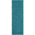 myflair moebel  accessoires hoogpolige loper shaggy shag tapijtloper, geweven, unikleurig, ideaal in de hal  slaapkamer blauw