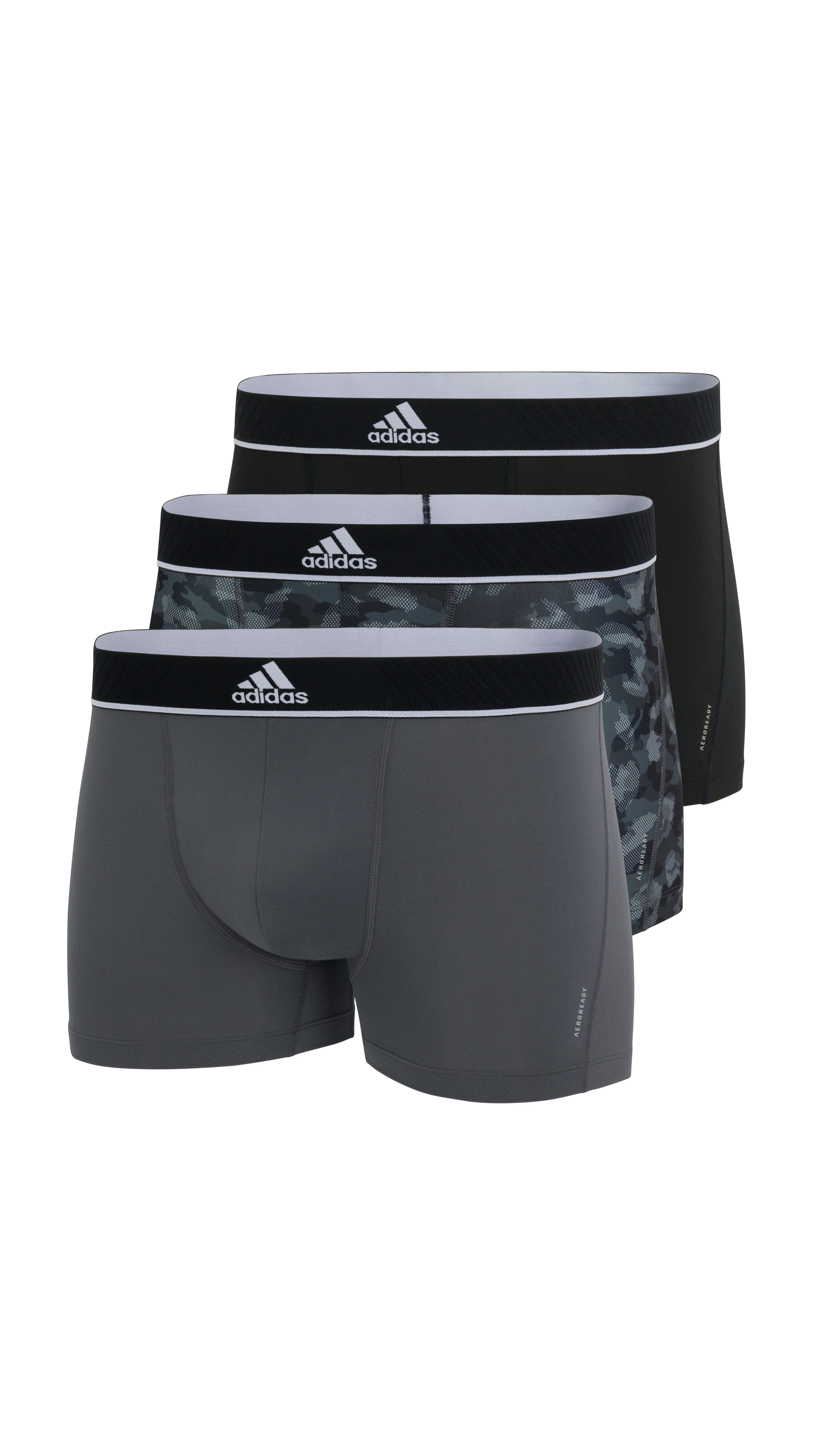 Adidas boxershorts active microfiber flex 3-pack grijs-zwart