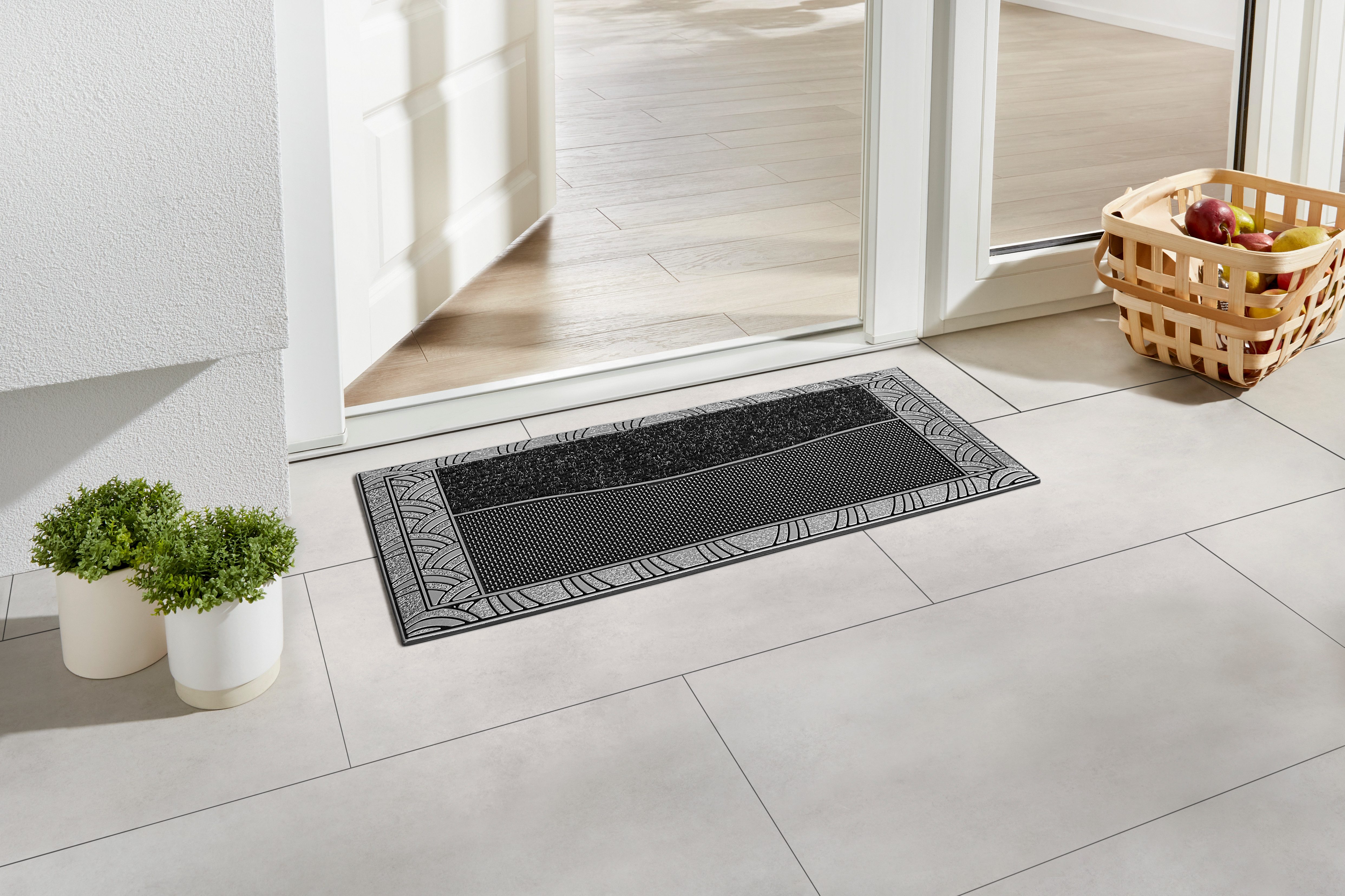 Home2Fashion Mat CenterClean XL - Waves smalle vuilafstotende mat, robuust, golven, geschikt voor binnen en buiten