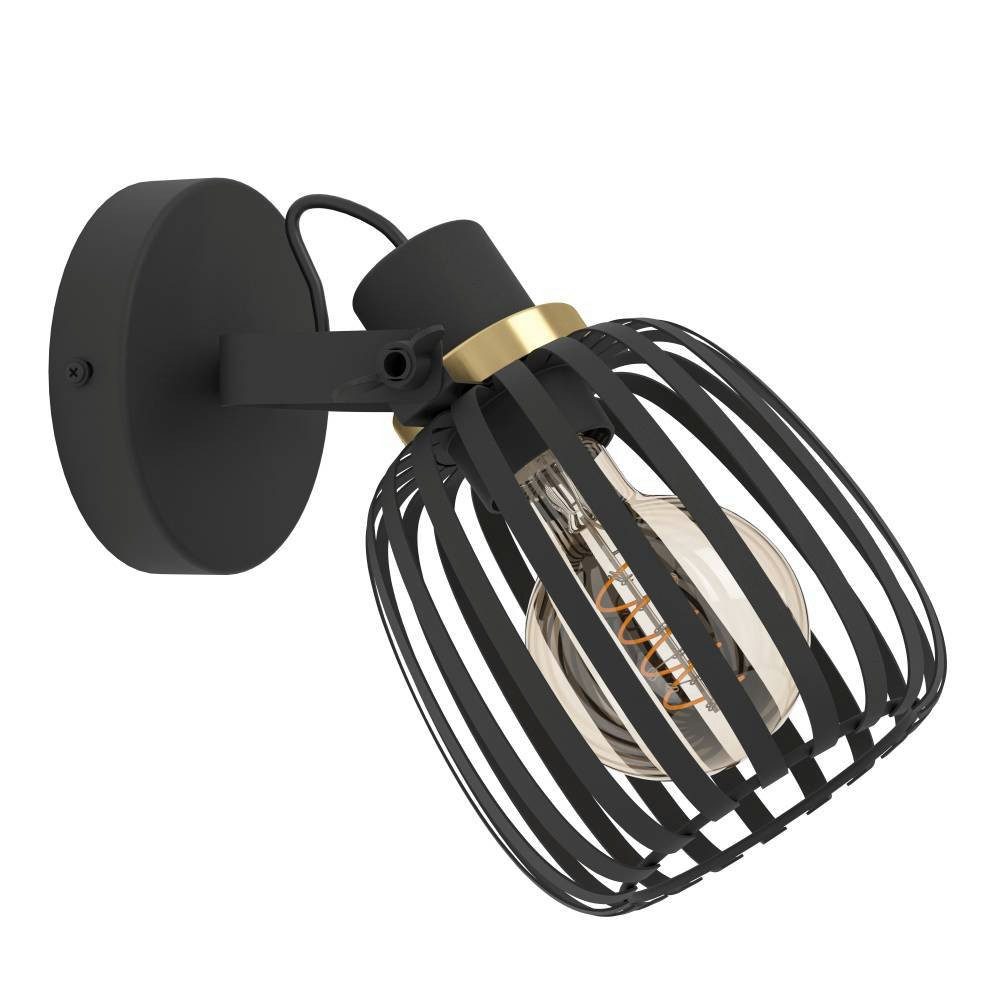 EGLO Plafondspot Girona Wandlamp, wandspot van metaal in zwart en geborsteld messing, E27 (1 stuk)