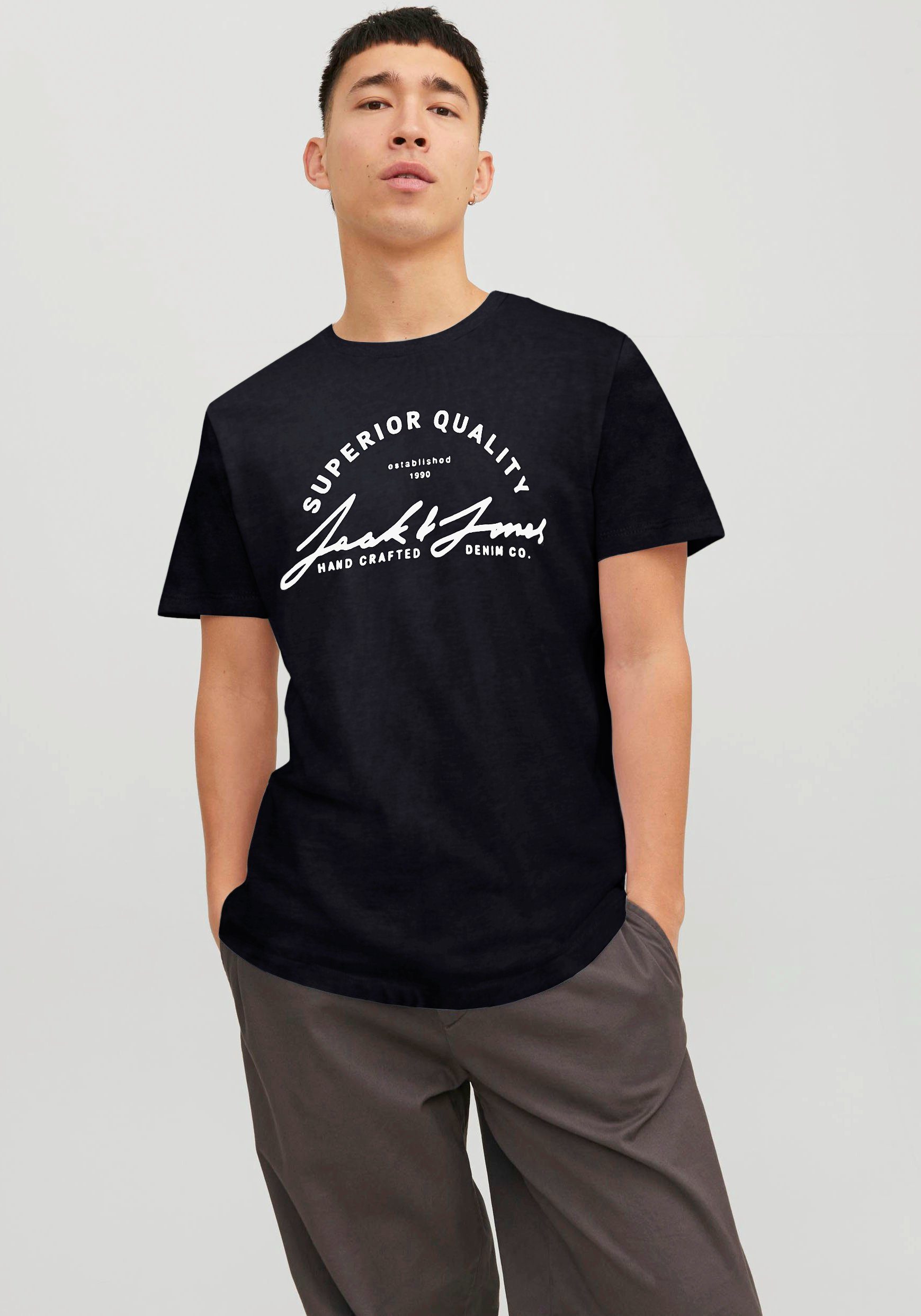 Jack & Jones Shirt met ronde hals JJACE TEE SS CREW NECK heren ronde hals maat XS zwart