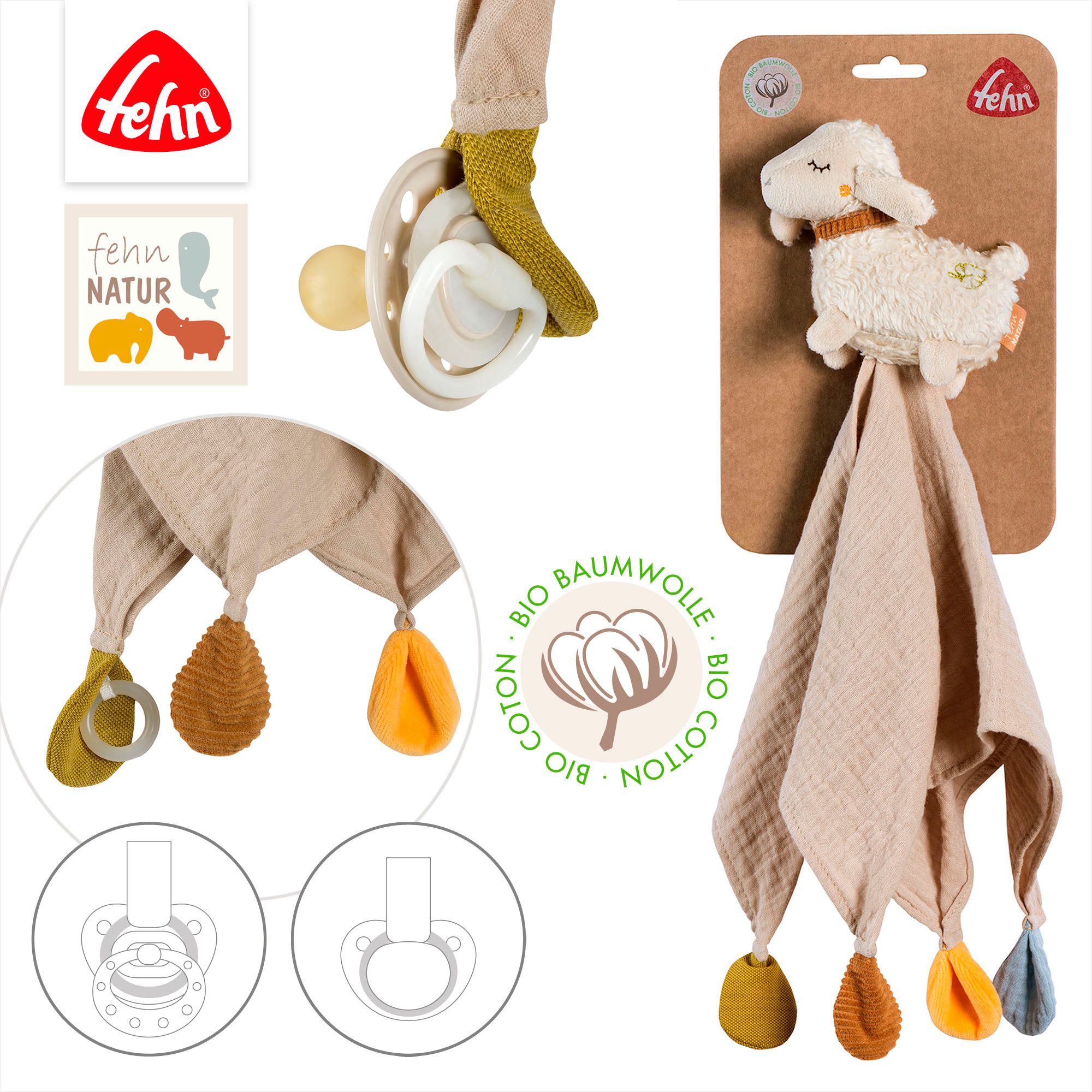Fehn Knuffeldoek FehnNATUR, Schaap