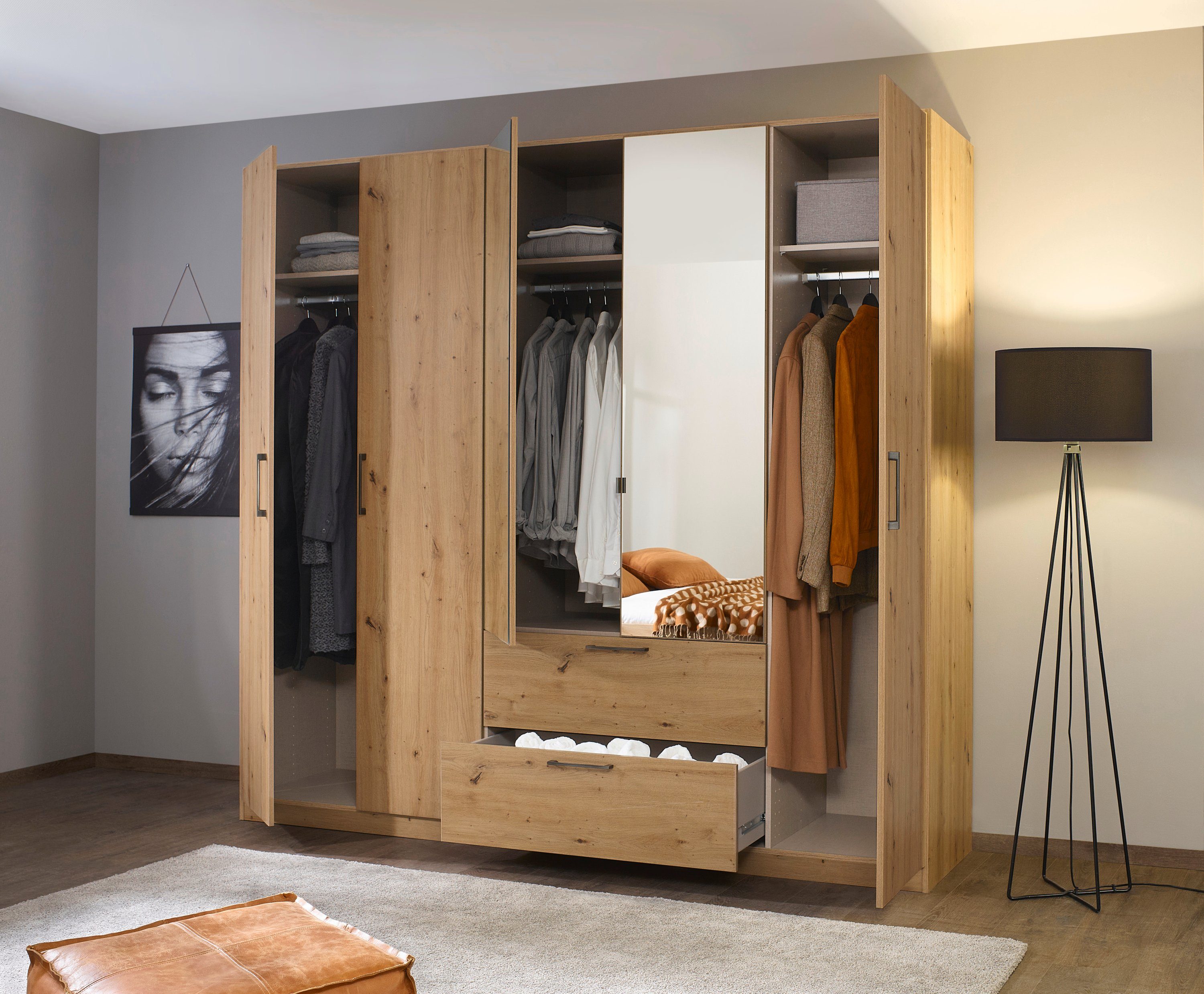 Slaapkamerserie Compleet slaapkamer Challenger (Set van 4 delen) Kast 2 breedtes, bed 3 breedtes, 2 nachttafels MADE IN GERMANY