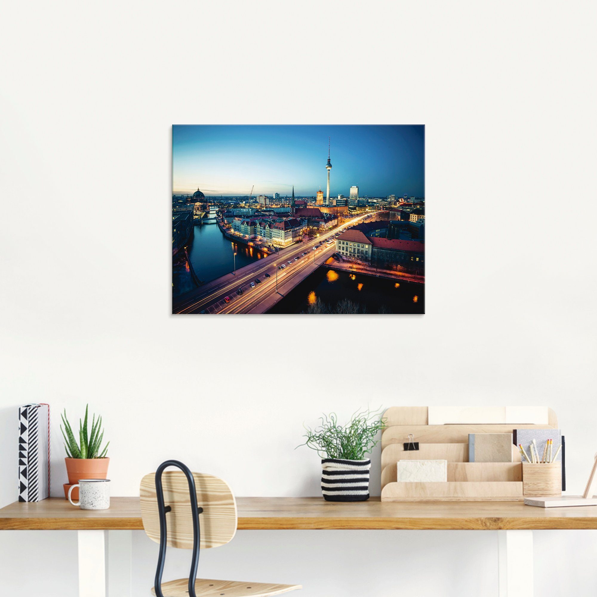 Artland Print op glas Berlijn Cityscape ‘s avonds