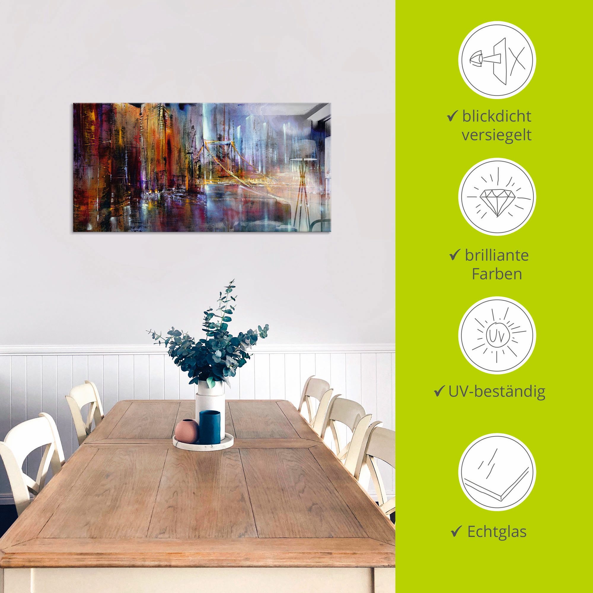 Artland Print op glas Stadsbeeld I in verschillende maten