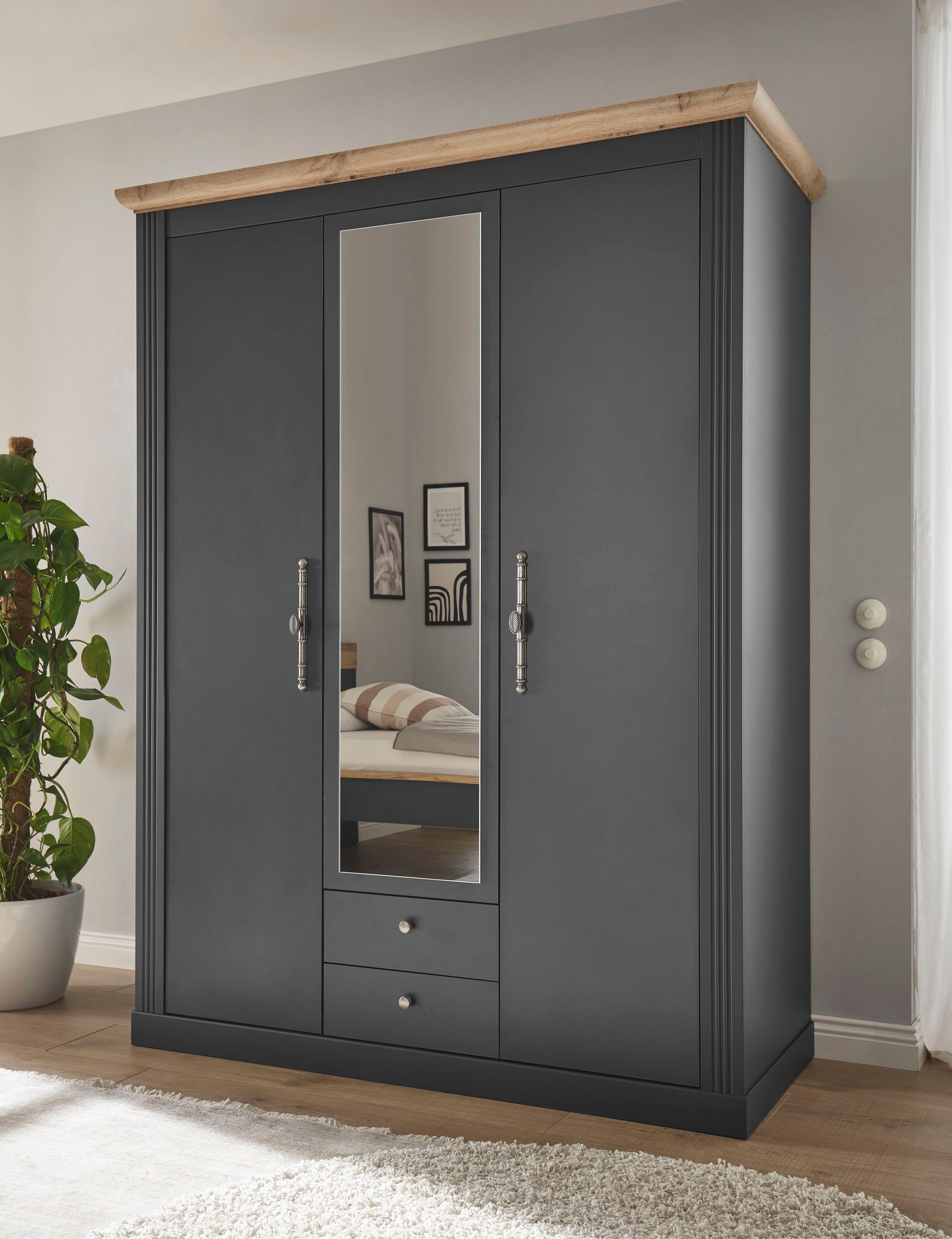 Home affaire Kledingkast WESTMINSTER linn kast in 2 kleuren, landelijke kast met metalen grepen