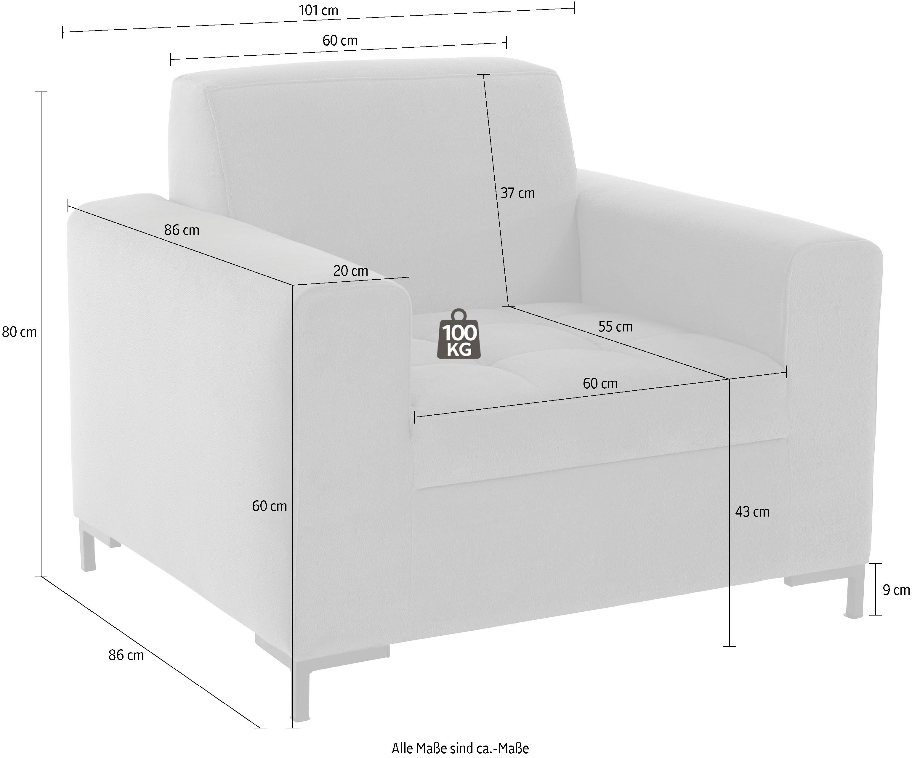 OTTO products Fauteuil Grazzo hoogwaardige stoffen van gerecycled materiaal, stiksels op de zitting