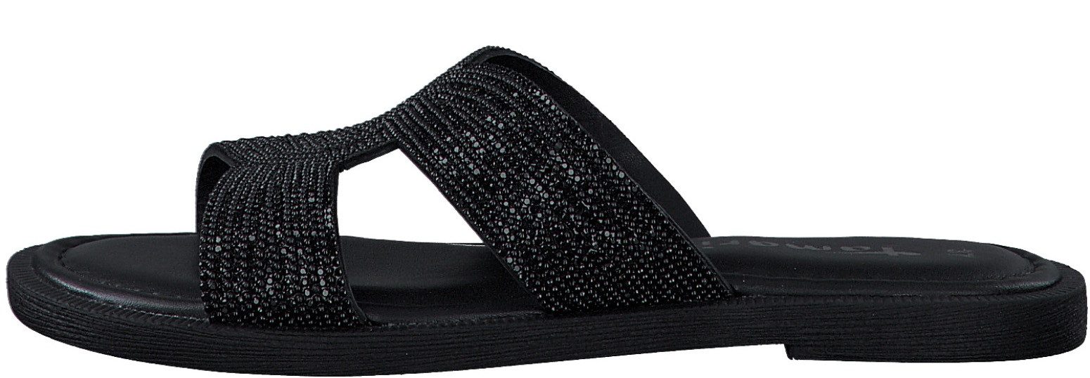 Tamaris Slippers , blokhak, feestmode, zomerschoen met fonkelende bandage