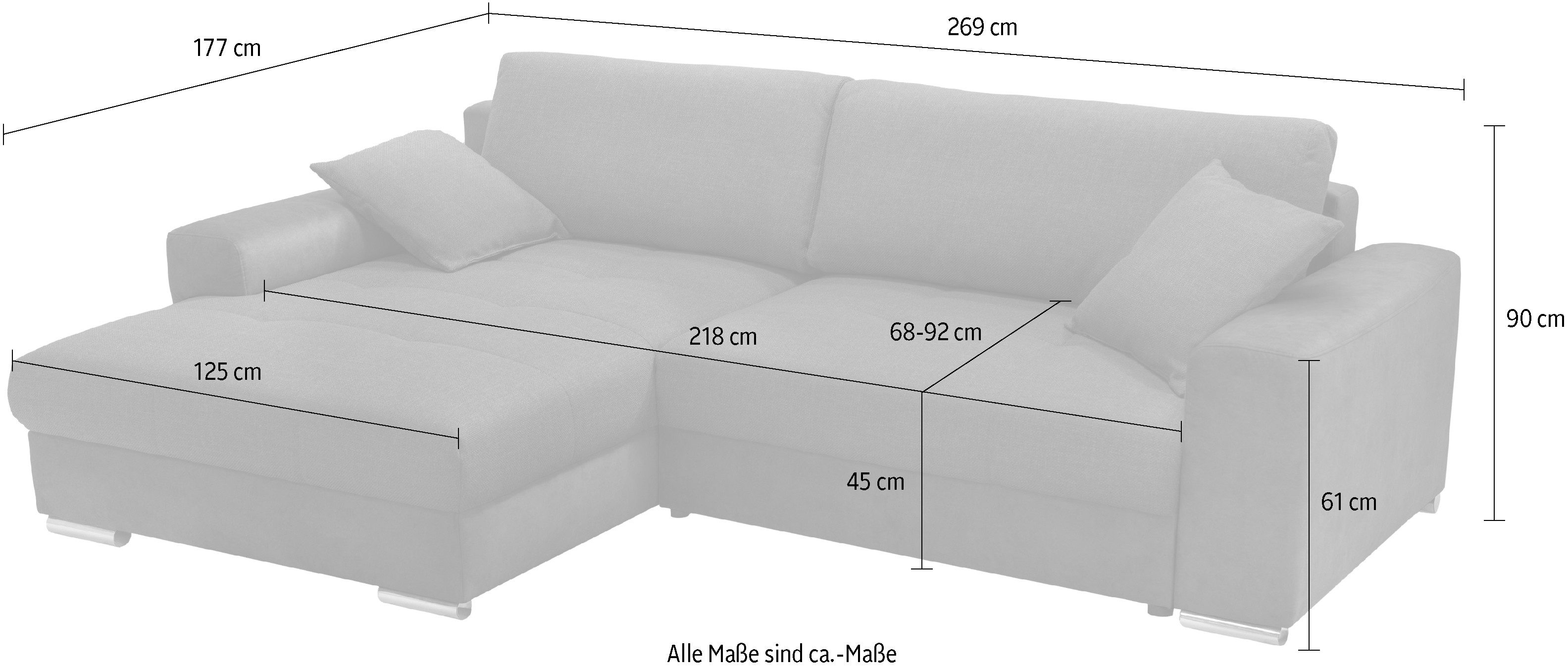exxpo - sofa fashion Hoekbank Larnaca, incl. bedfunctie en opbergruimte, comfortabel en gezellig,