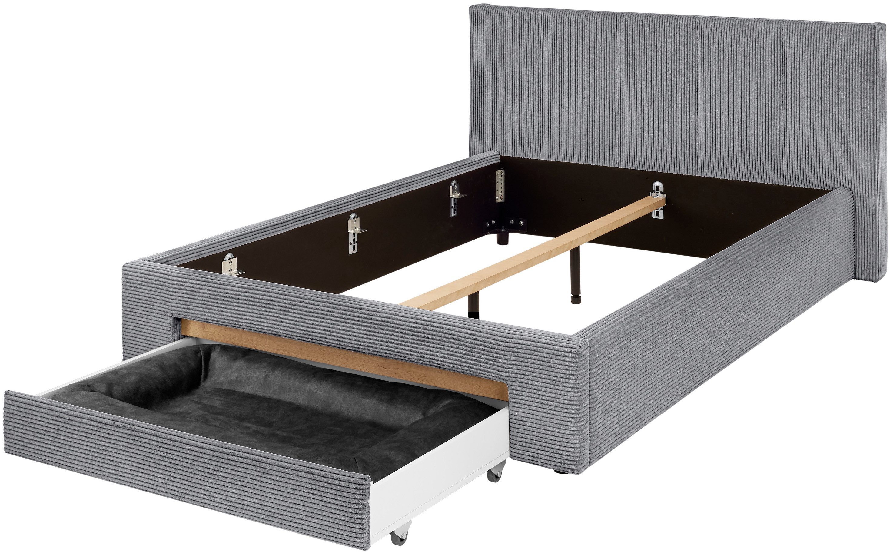 INOSIGN Gestoffeerd bed CiTY/GiRON, bedframe met bedlade, gestoffeerd opbergbed met hondenbed of opberglade, bekleding van corduroy of linnenlook