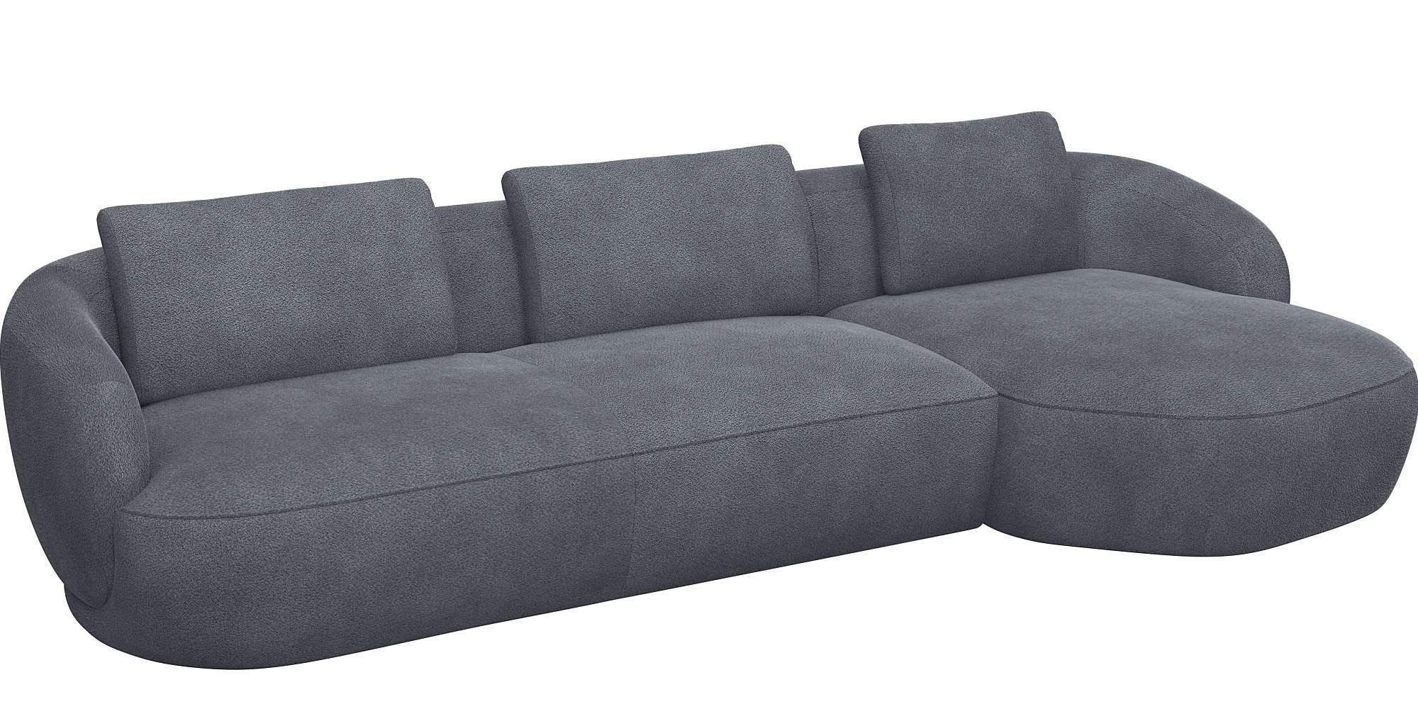 FLEXLUX Zithoek Torino, rond, L-vorm, bankhoek met recamière, longchair-sofa