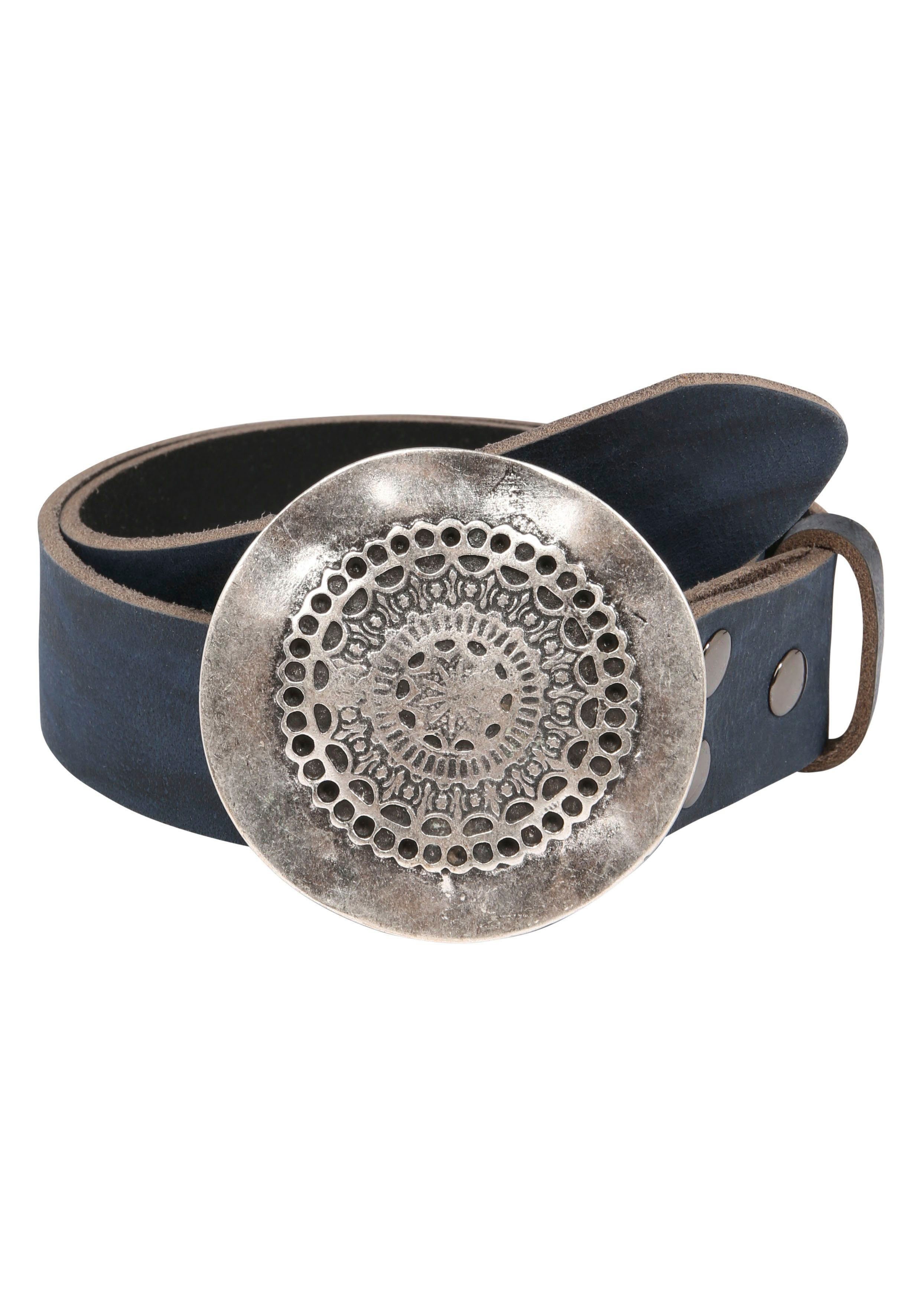 RETTUNGSRING by showroom 019° Leren riem Gesp in vintage-look dames brede riemen maat 115 blauw