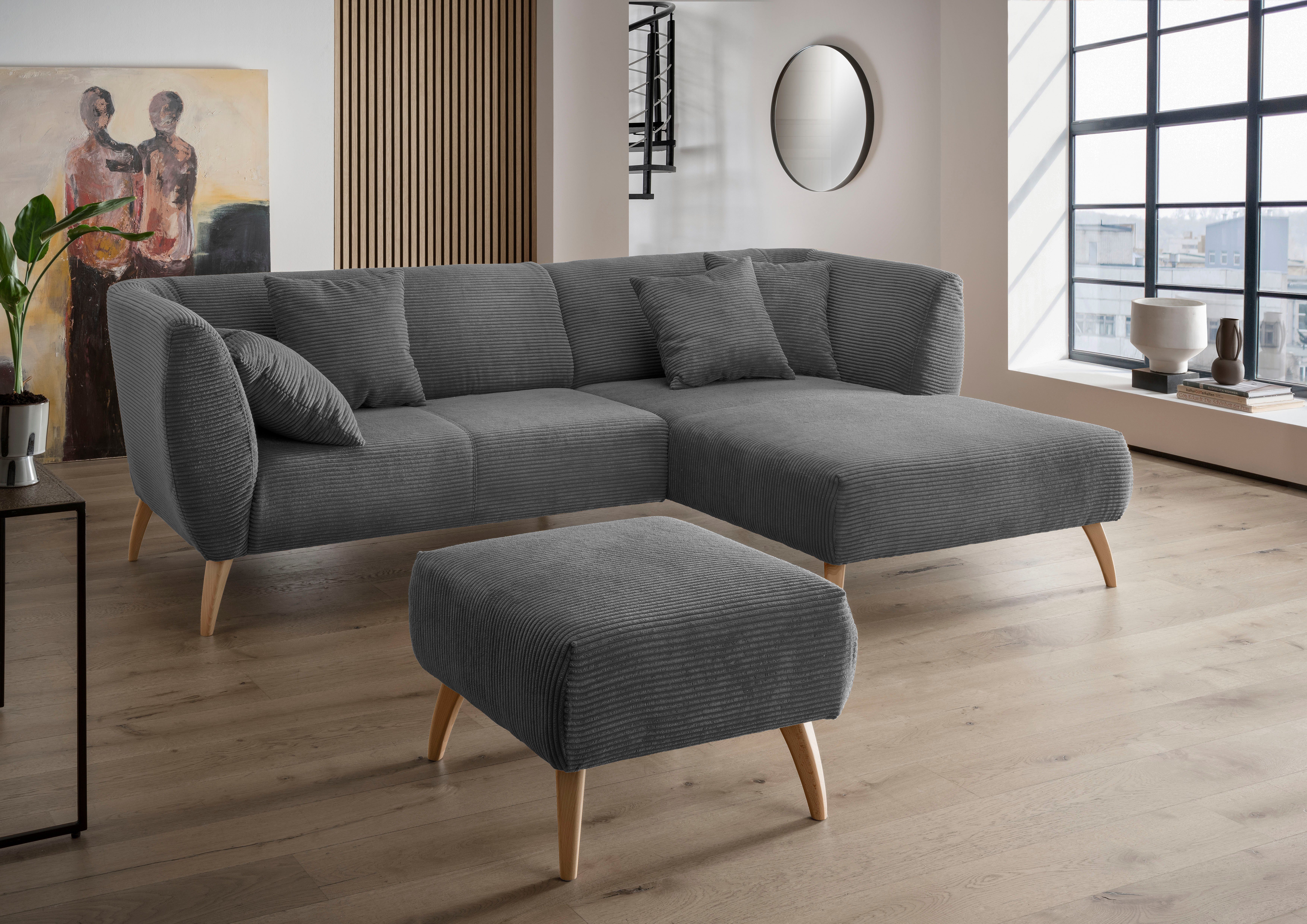 INOSIGN Hocker Colori Kleur houten poten naar keuze, verschillende stoffen, hoogwaardige stof